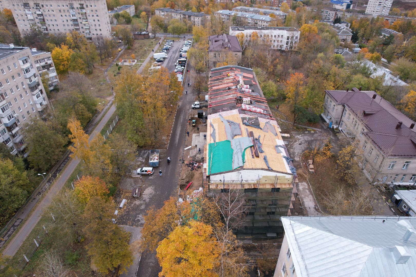 поликлиника, медицина,видео с коптера,