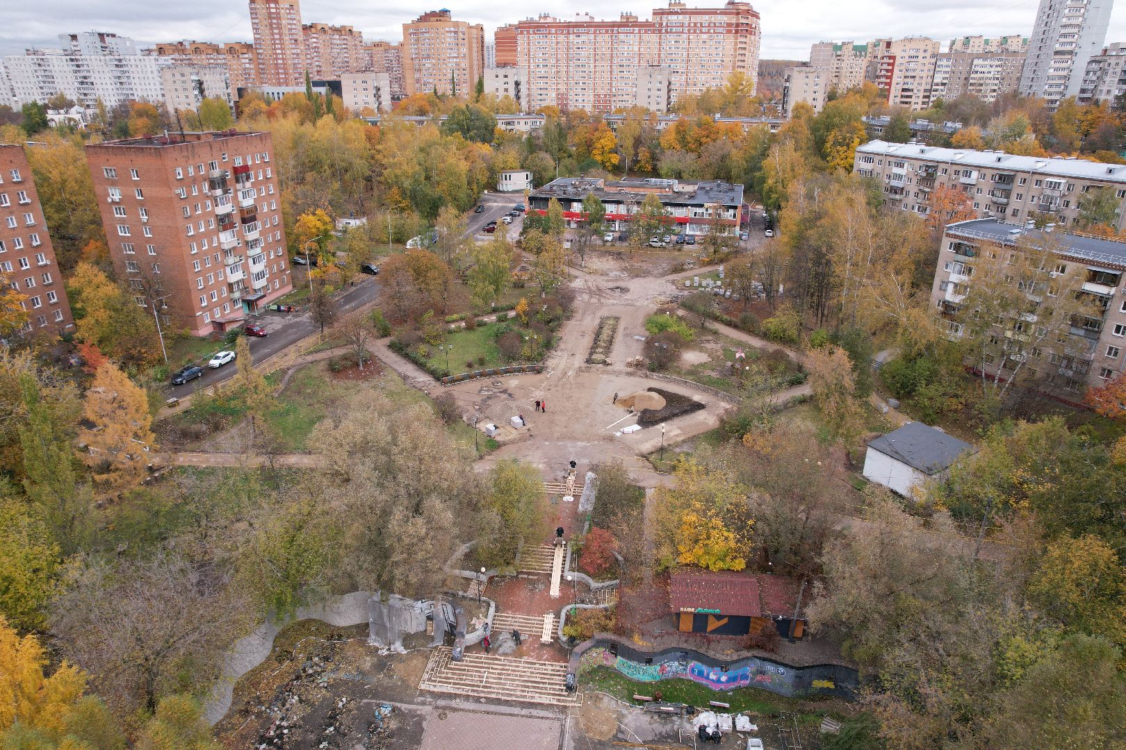 парк, сквер, реконструкция,видео с коптера,