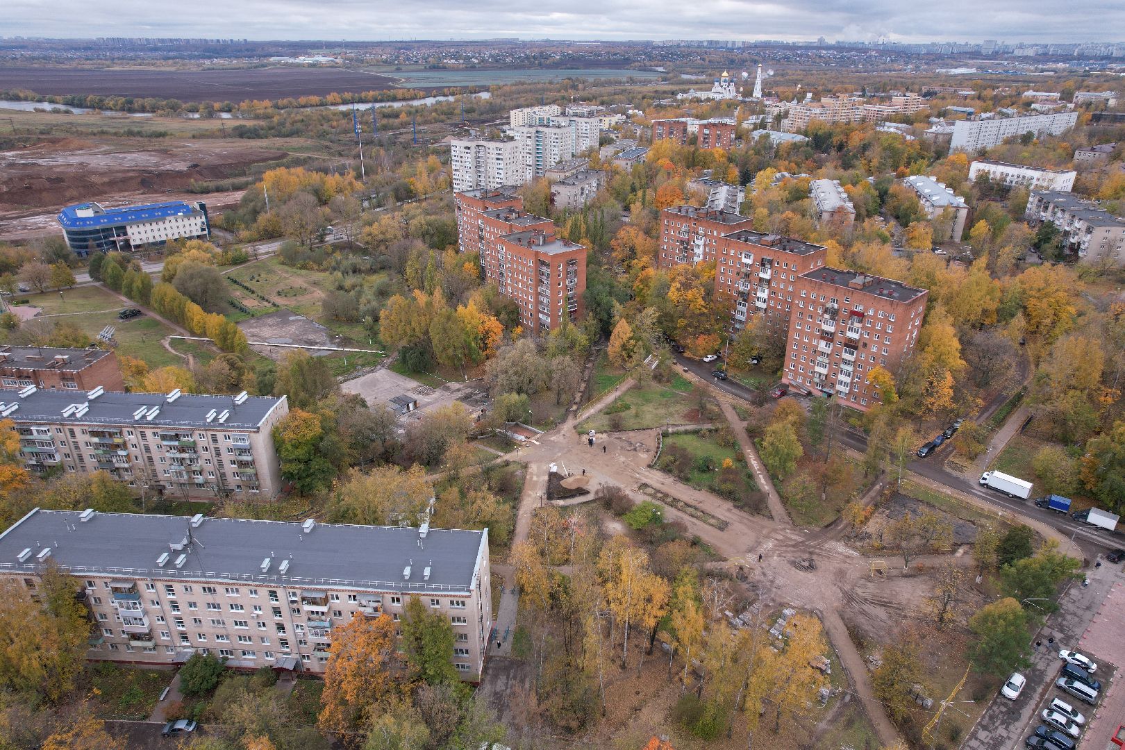 парк, сквер, реконструкция,видео с коптера,