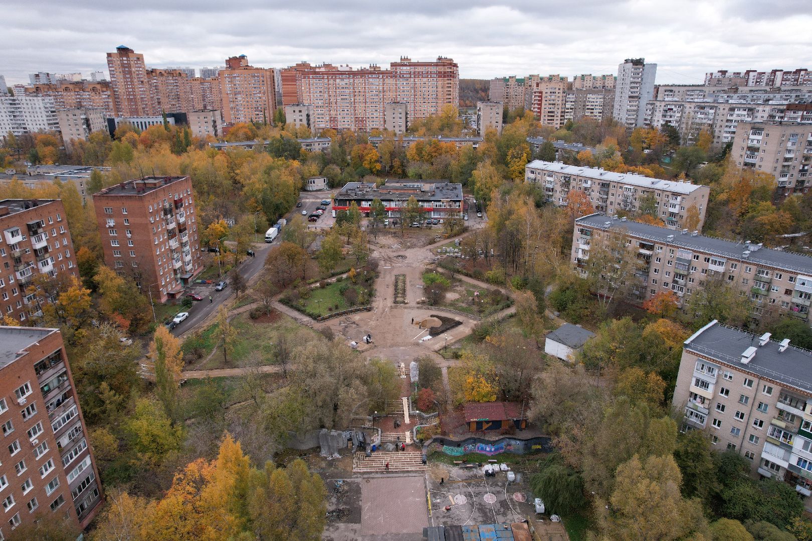 парк, сквер, реконструкция,видео с коптера,