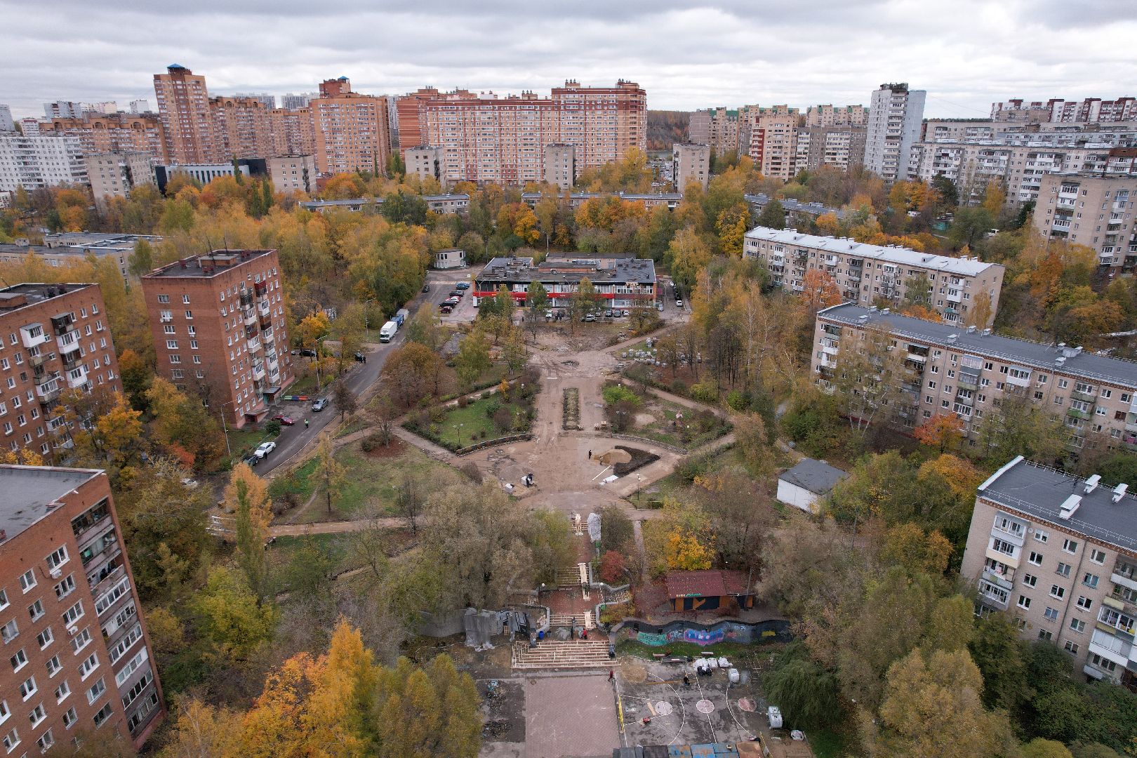 парк, сквер, реконструкция,видео с коптера,