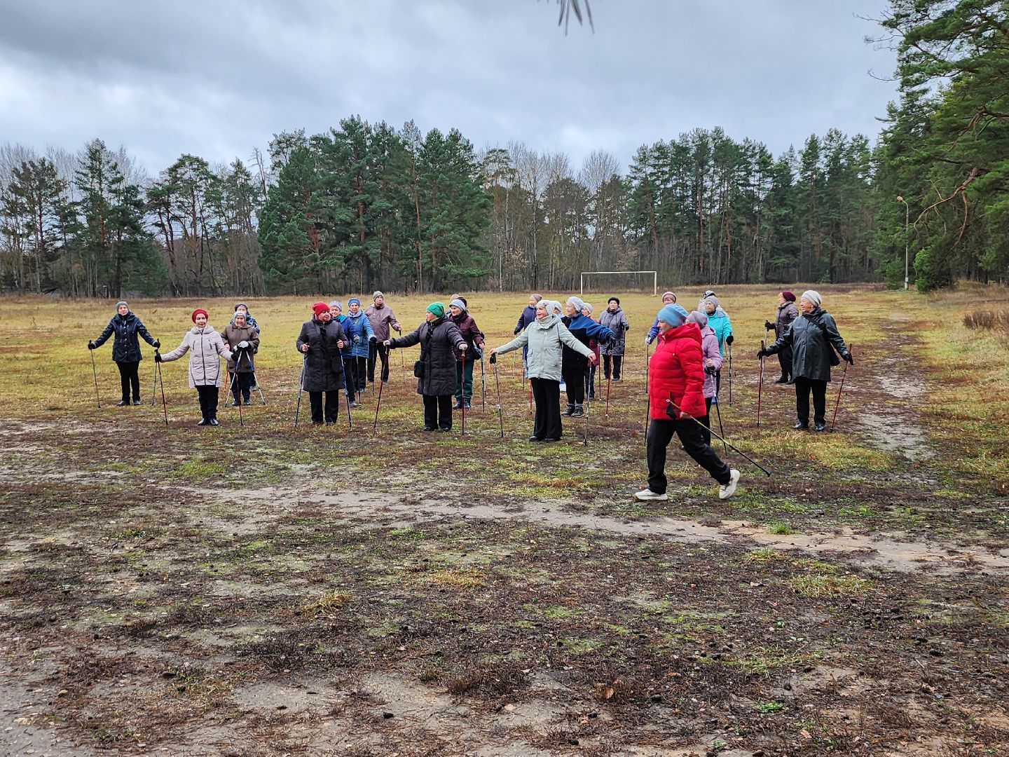 активное долголетие, долголеты, серпухов, стадион спартак, северная ходьба, скандинавская ходьба,