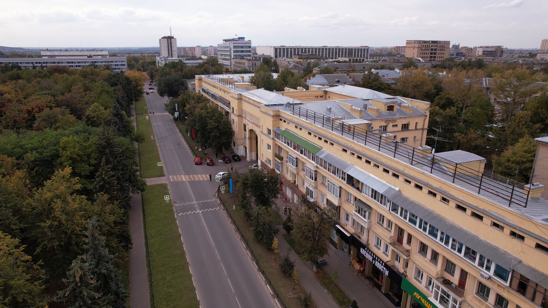 видео с коптера, жуковский, архитектура,