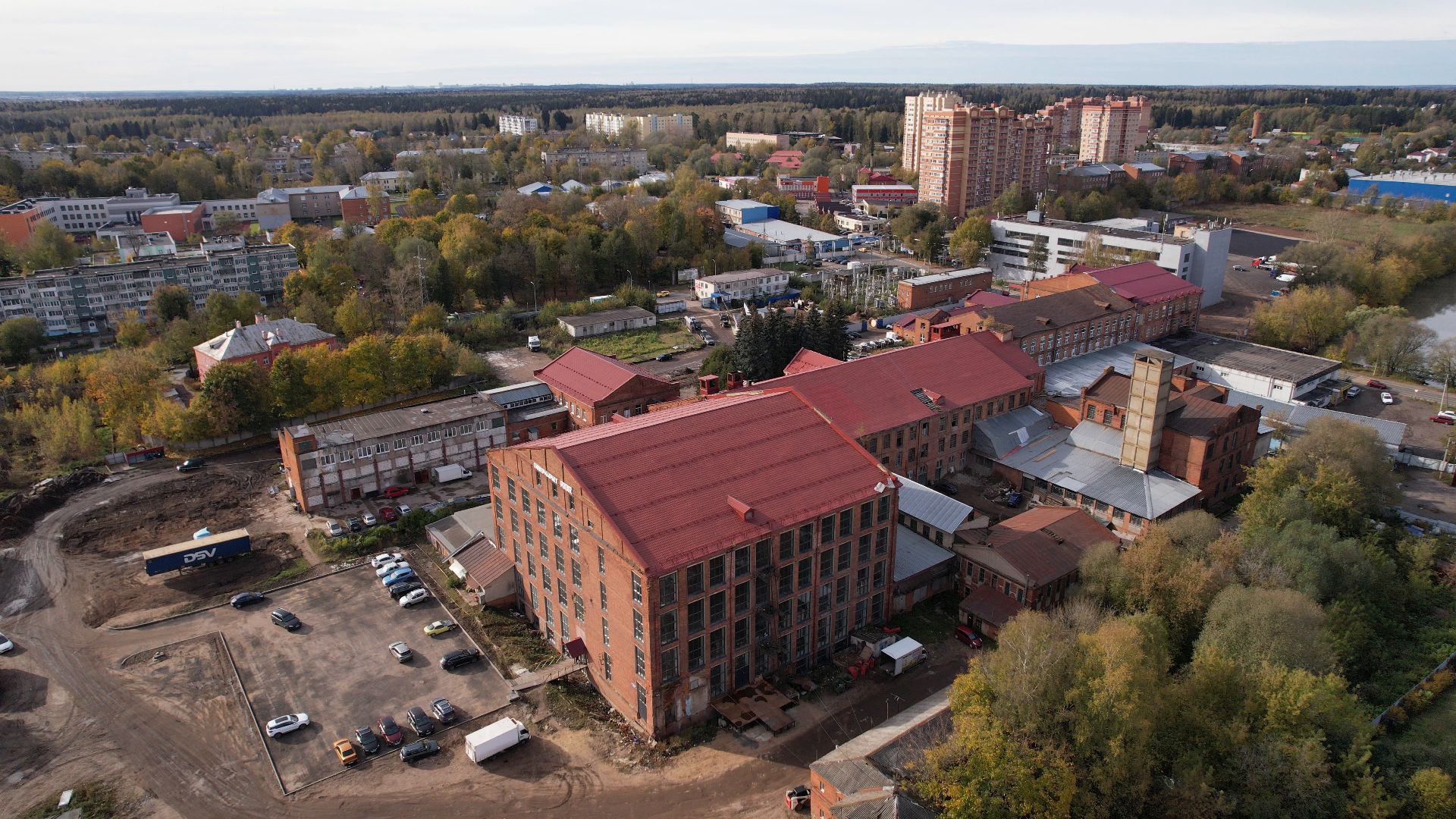 Лобня, видео с коптера, фабрика,