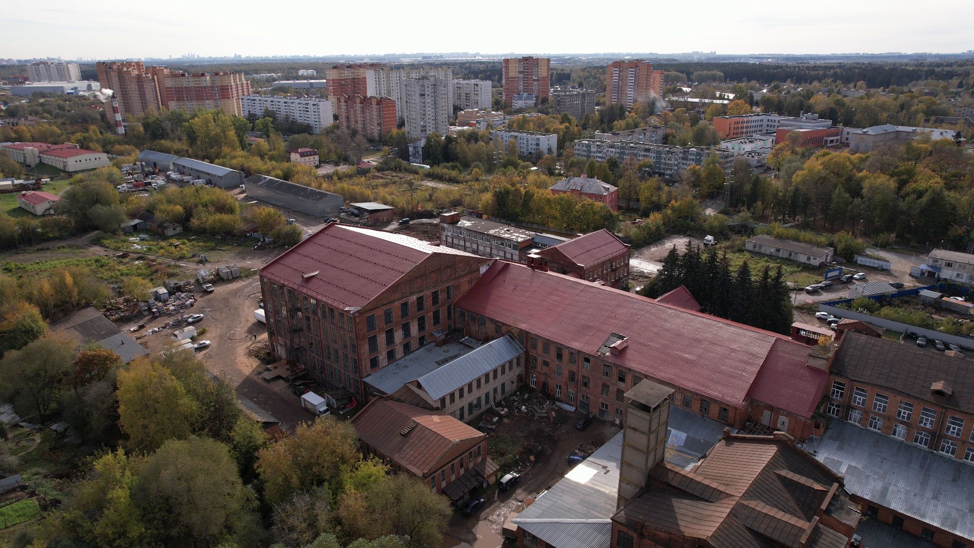 Лобня, видео с коптера, фабрика,