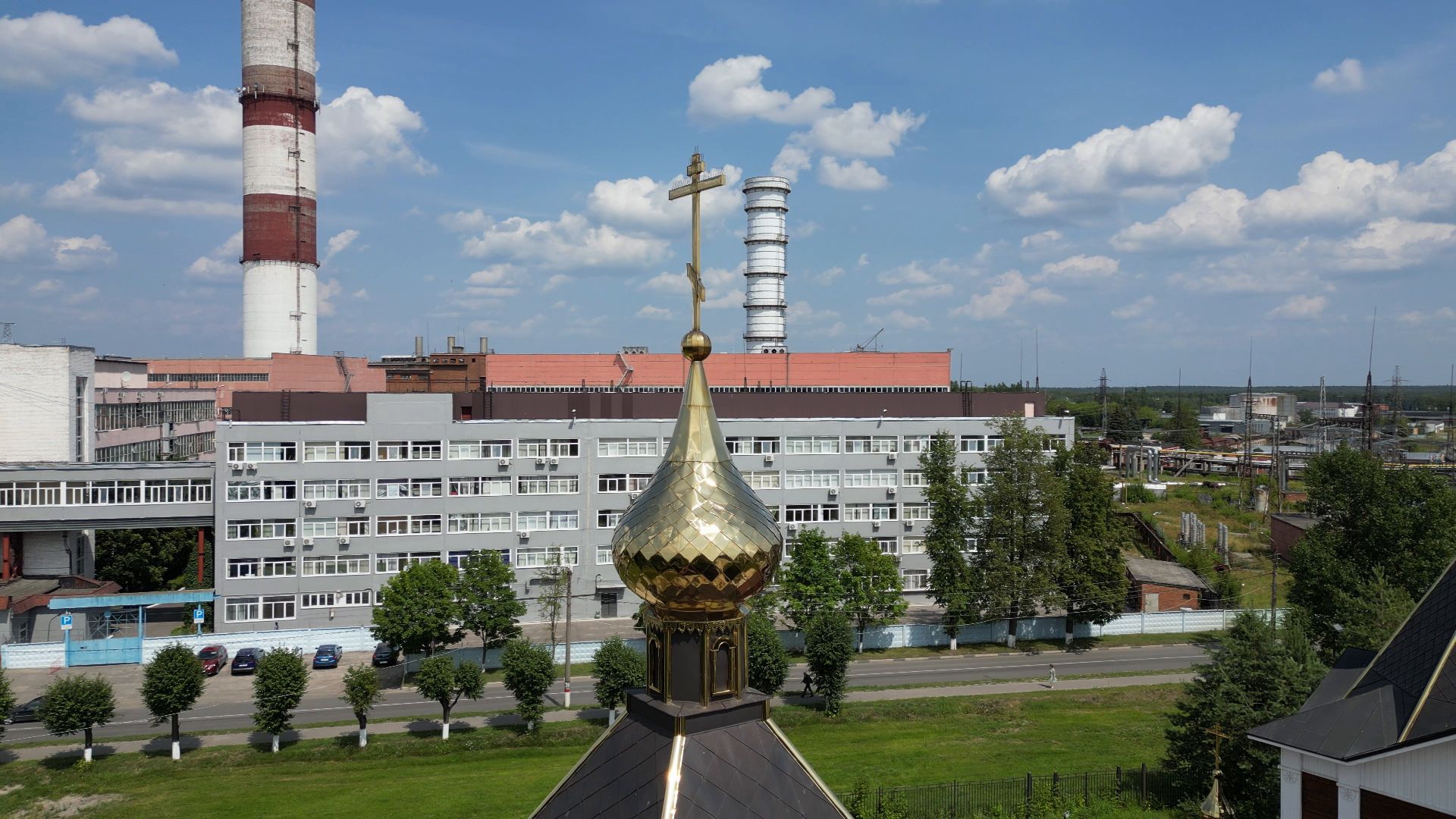 видео с коптера, электрогорск, церковь,