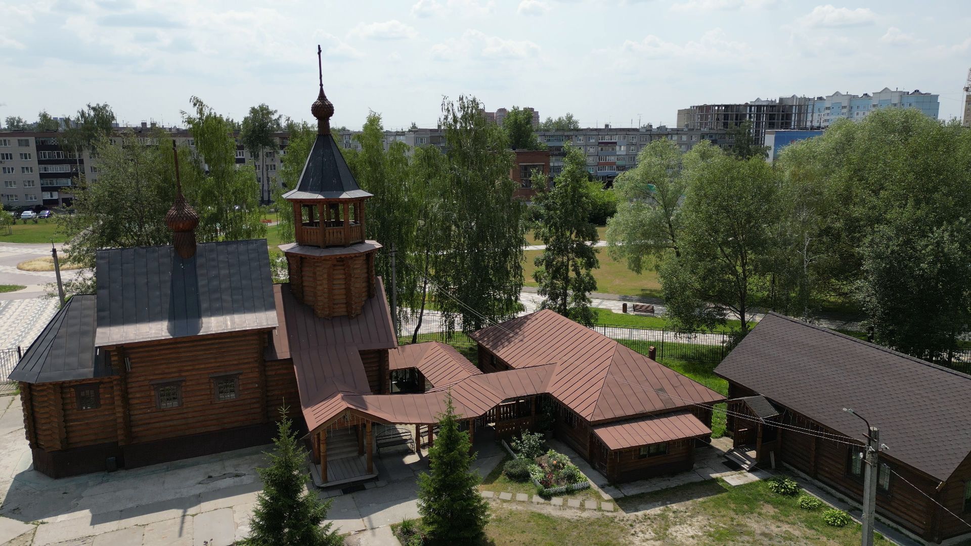 видео с коптера, электрогорск, церковь,
