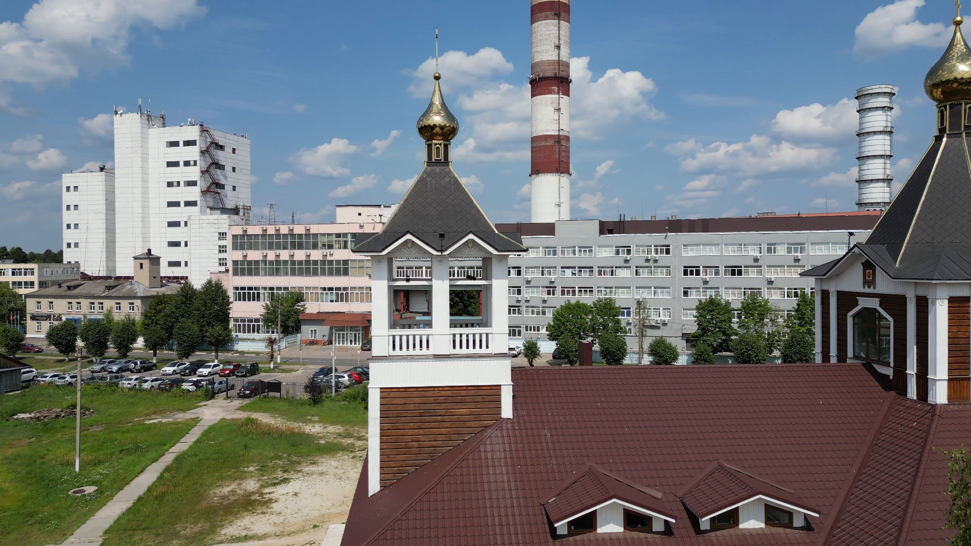 видео с коптера, электрогорск, церковь,