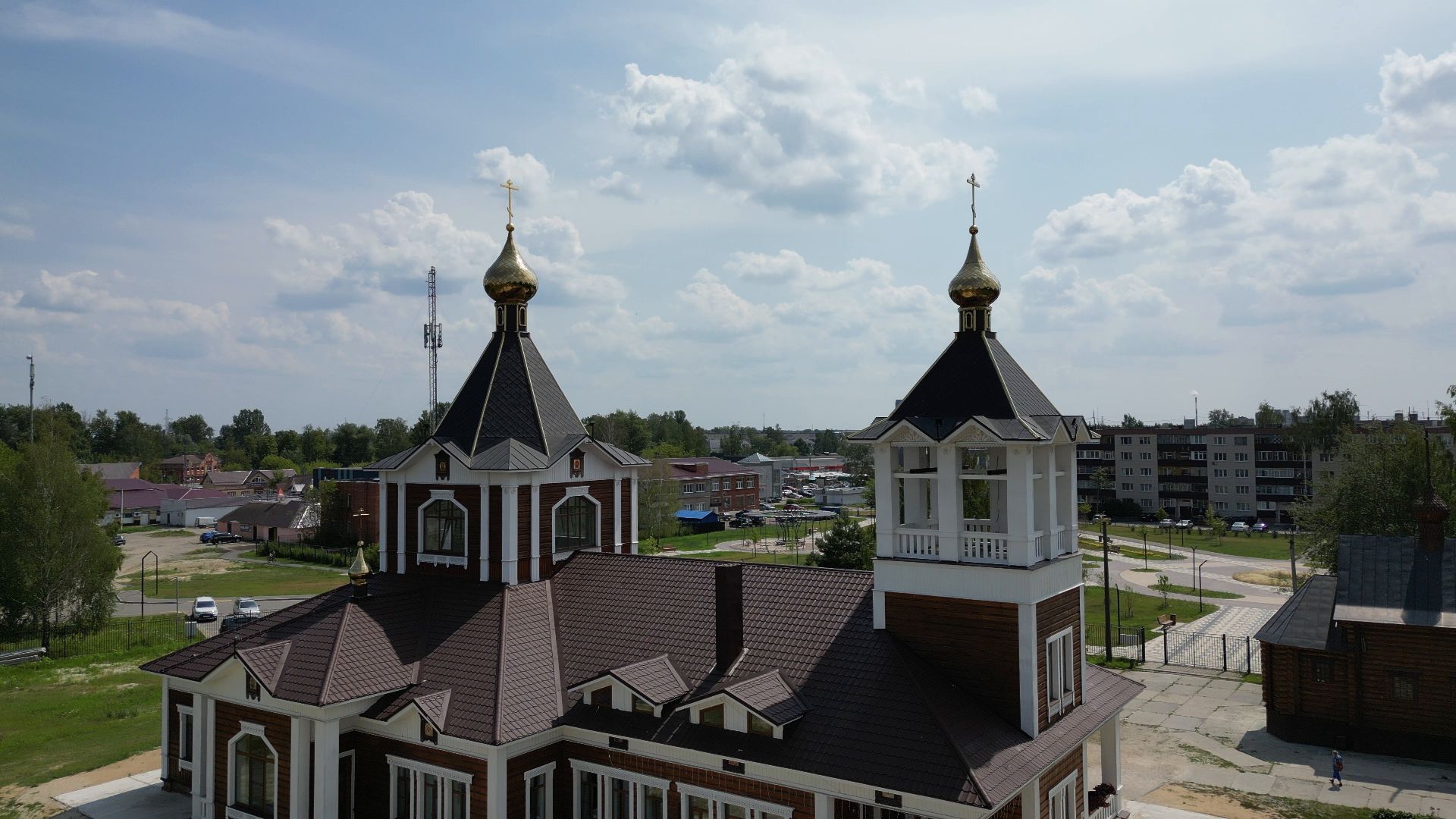 видео с коптера, электрогорск, церковь,