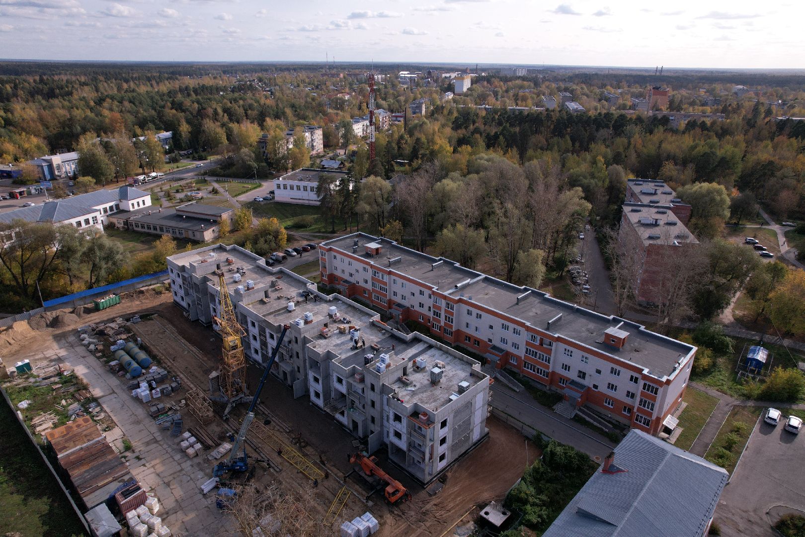 Ликино-Дулево, видео с коптера, строительство,