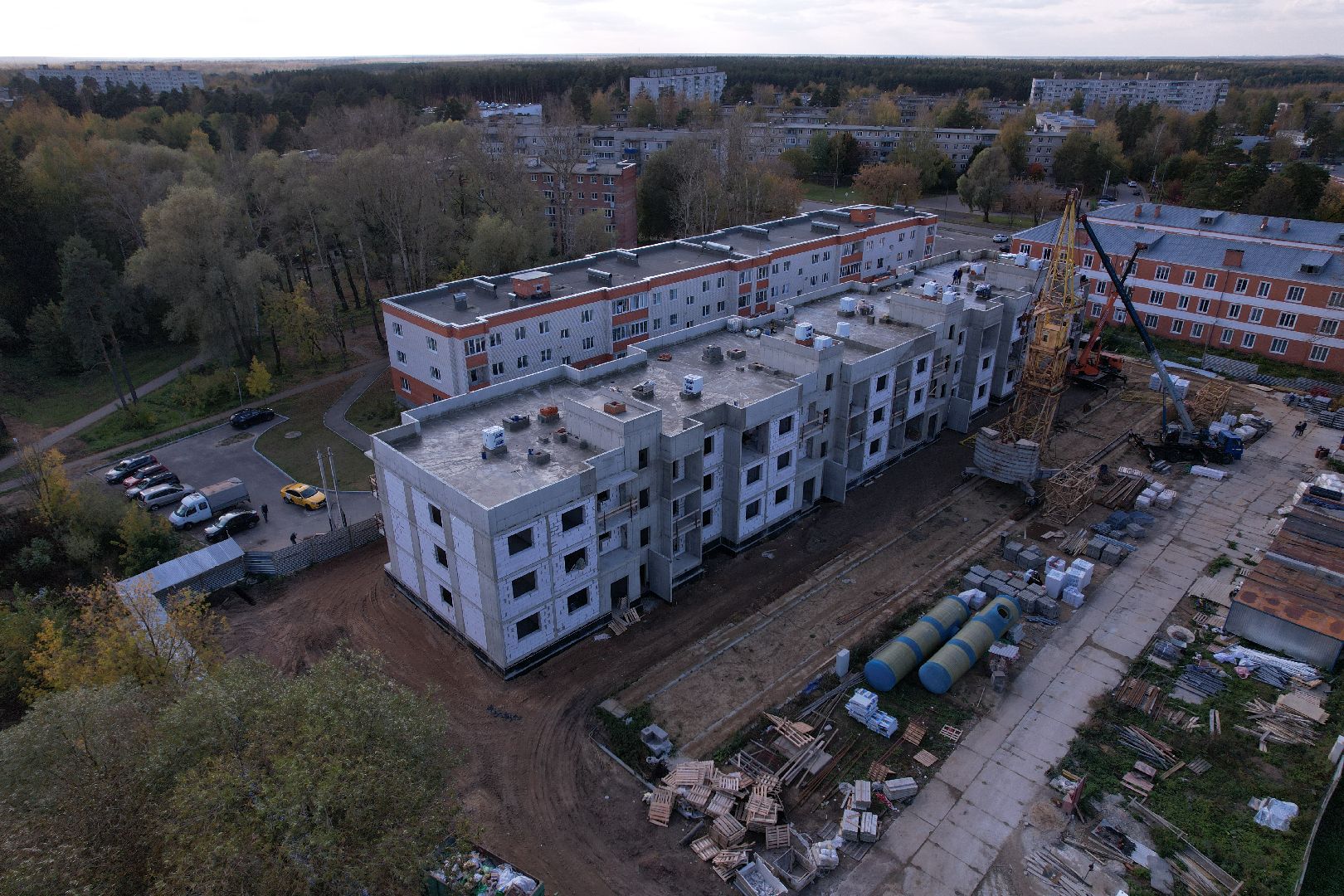 Ликино-Дулево, видео с коптера, строительство,