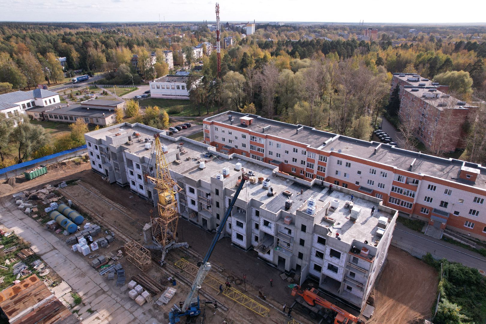 Ликино-Дулево, видео с коптера, строительство,