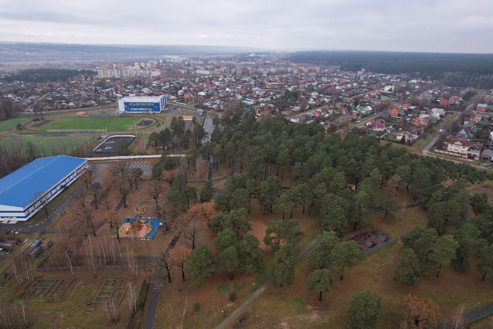 видео с коптера, дубки, озеры, парк,
