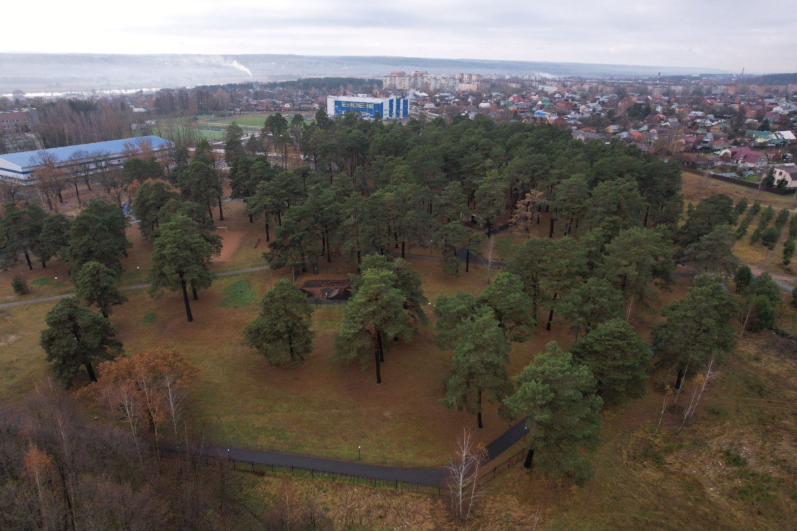 видео с коптера, дубки, озеры, парк,