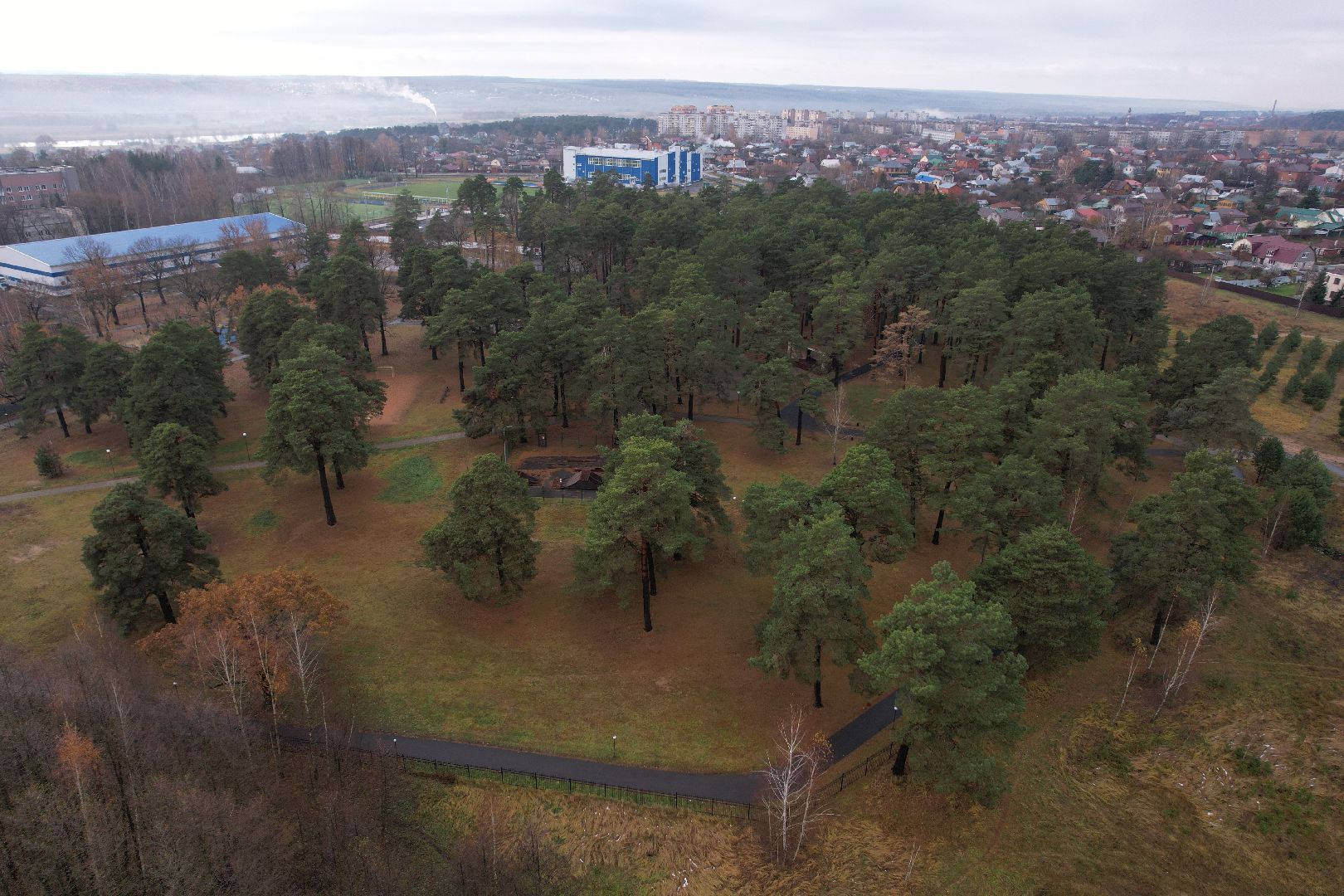 видео с коптера, дубки, озеры, парк,