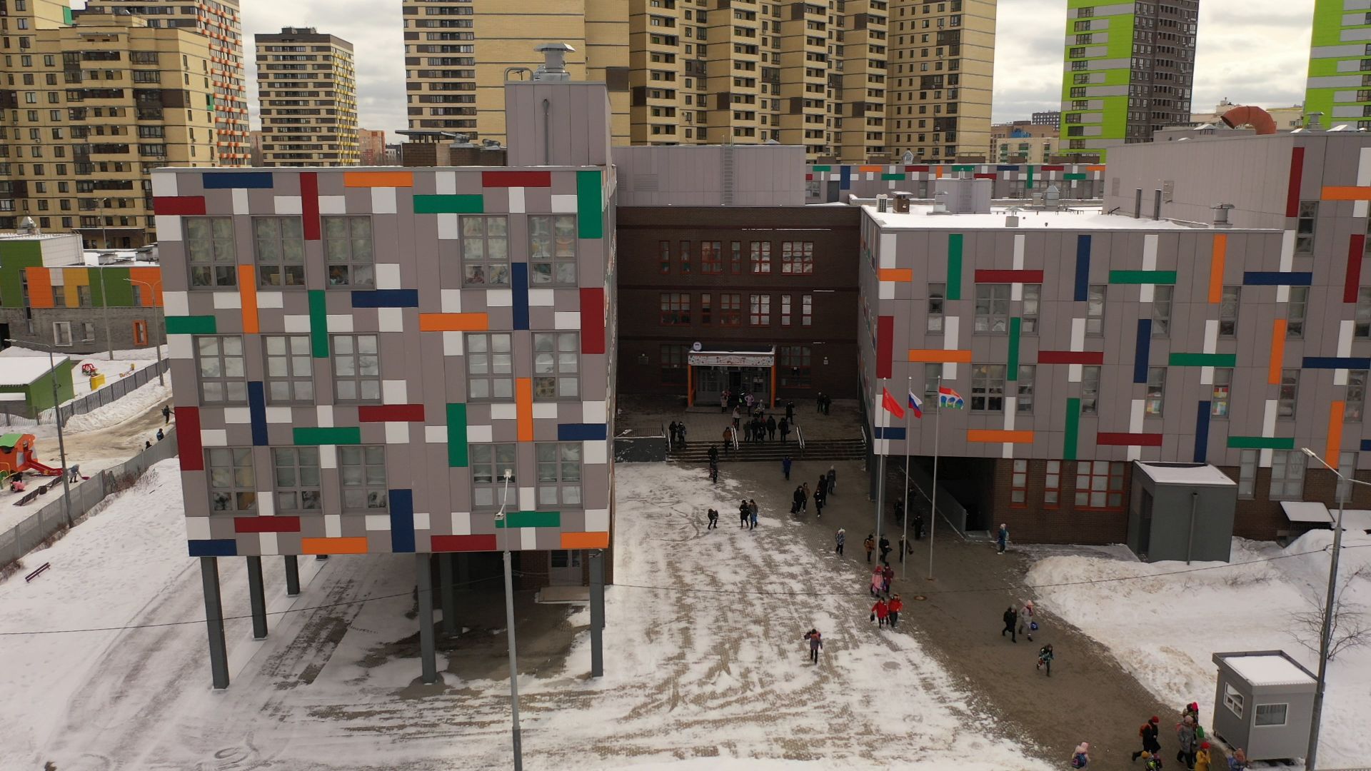 видео с коптера, мытищи, гимназия,