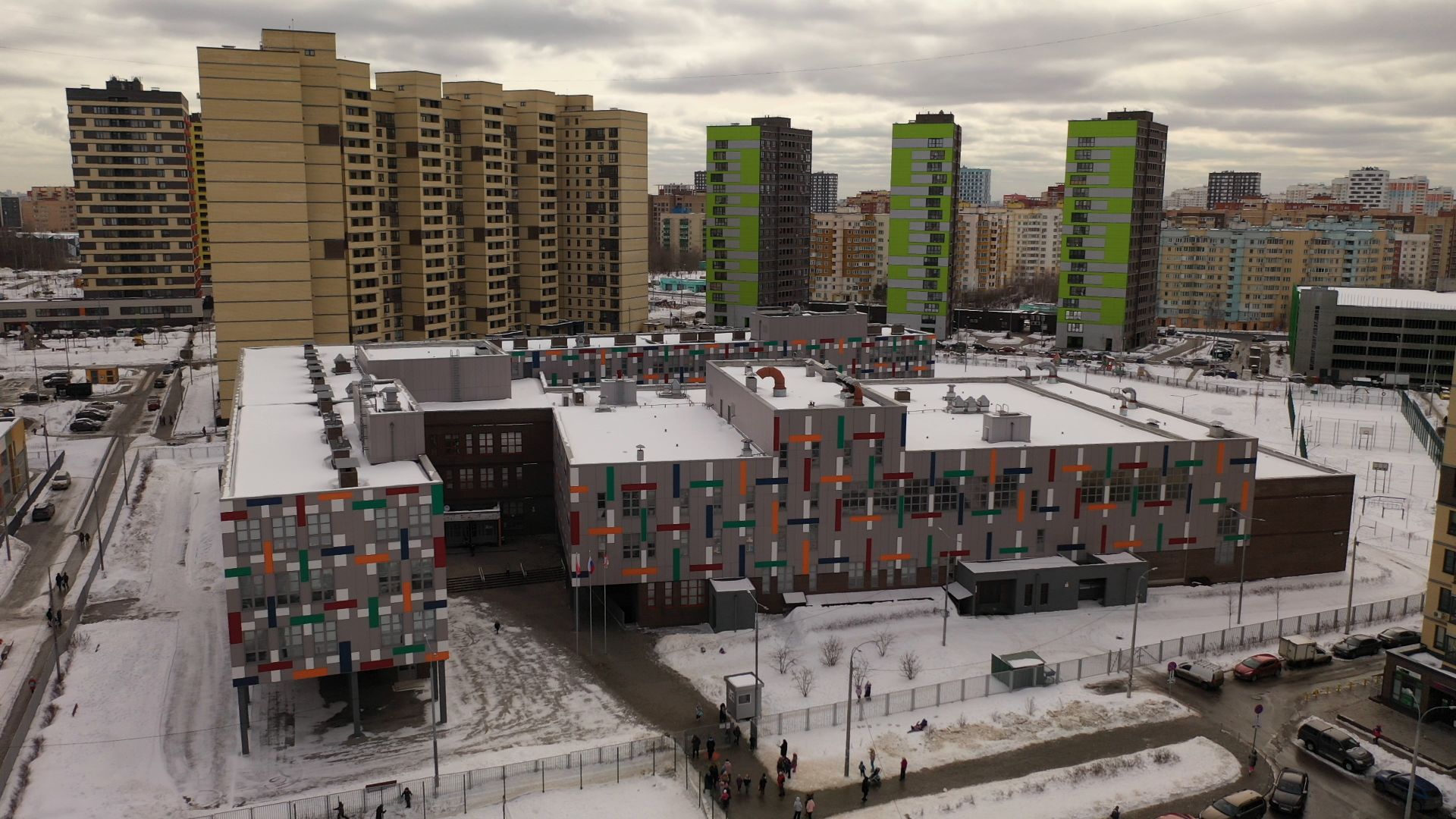 видео с коптера, мытищи, гимназия,