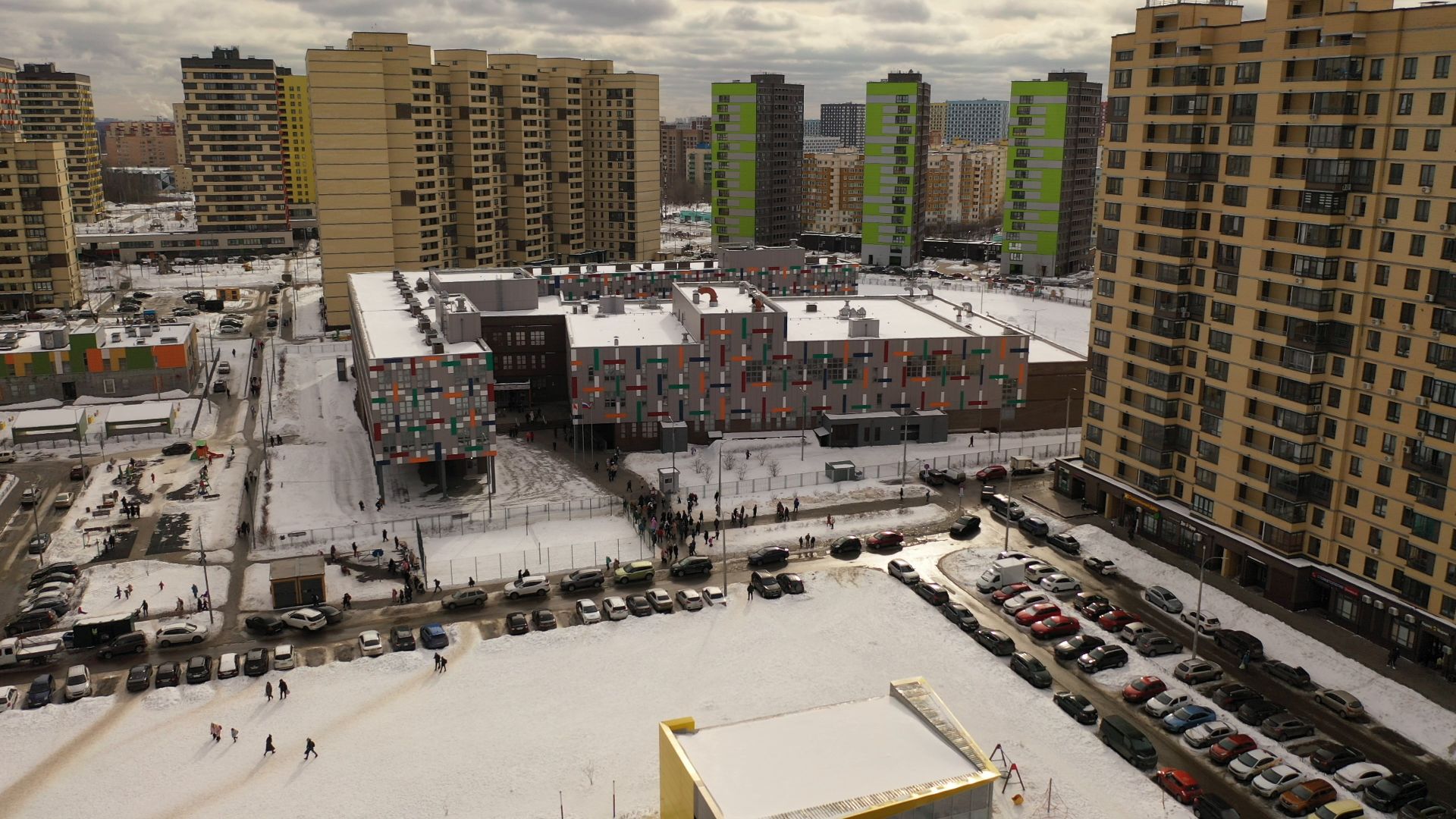 видео с коптера, мытищи, гимназия,