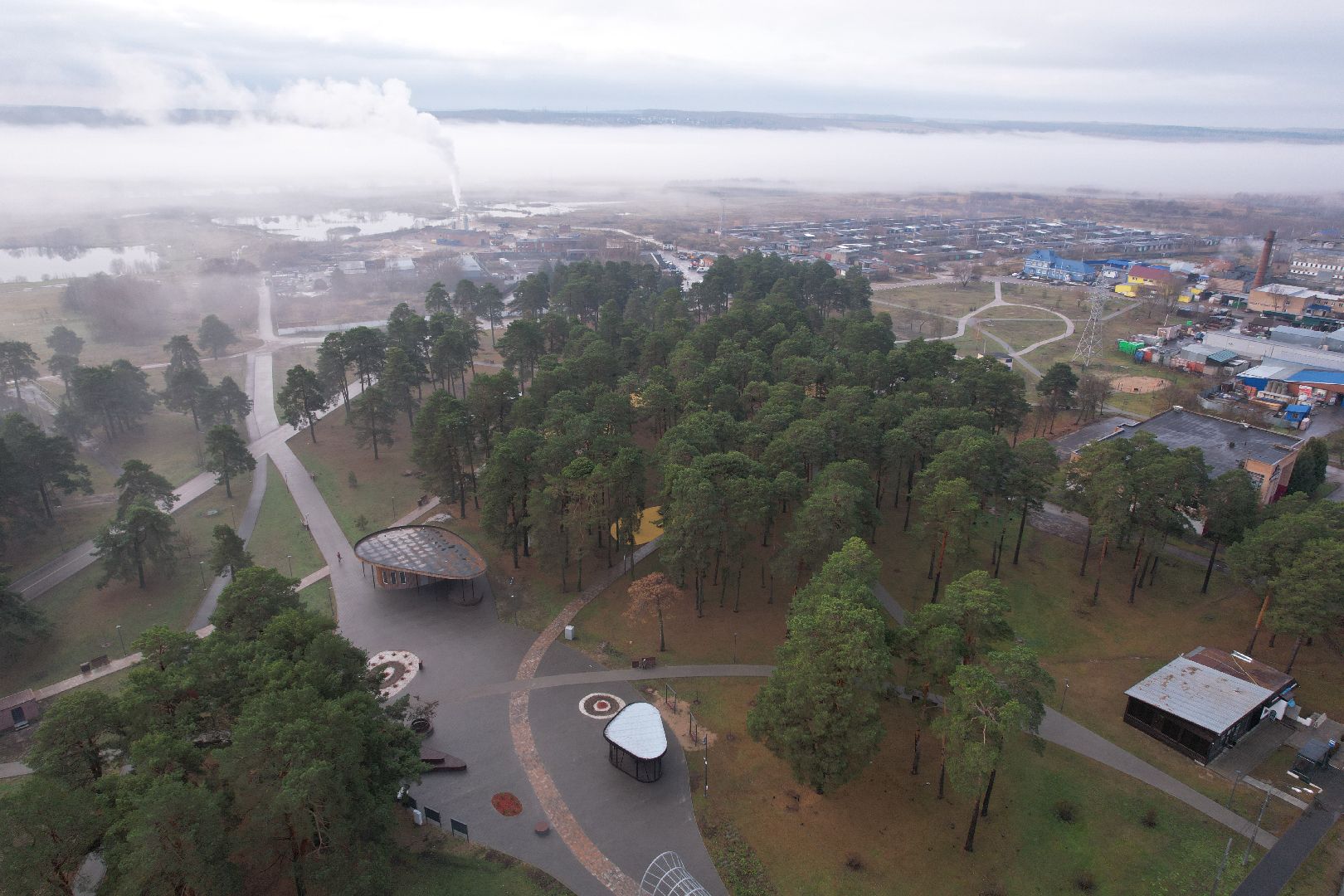 видео с коптера, парк, озеры,