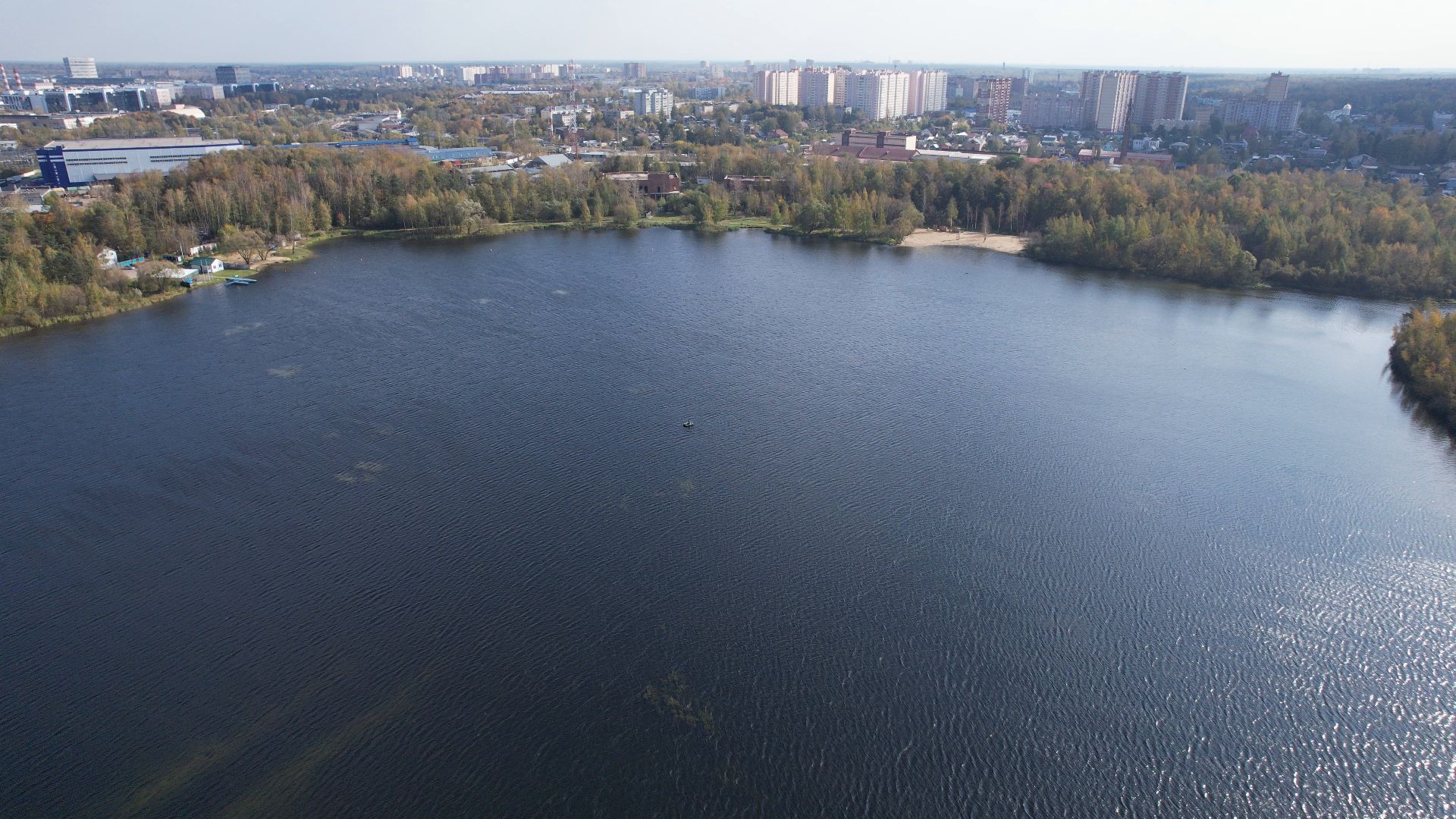 Фрязино, видео с коптера, озеро, пляж,