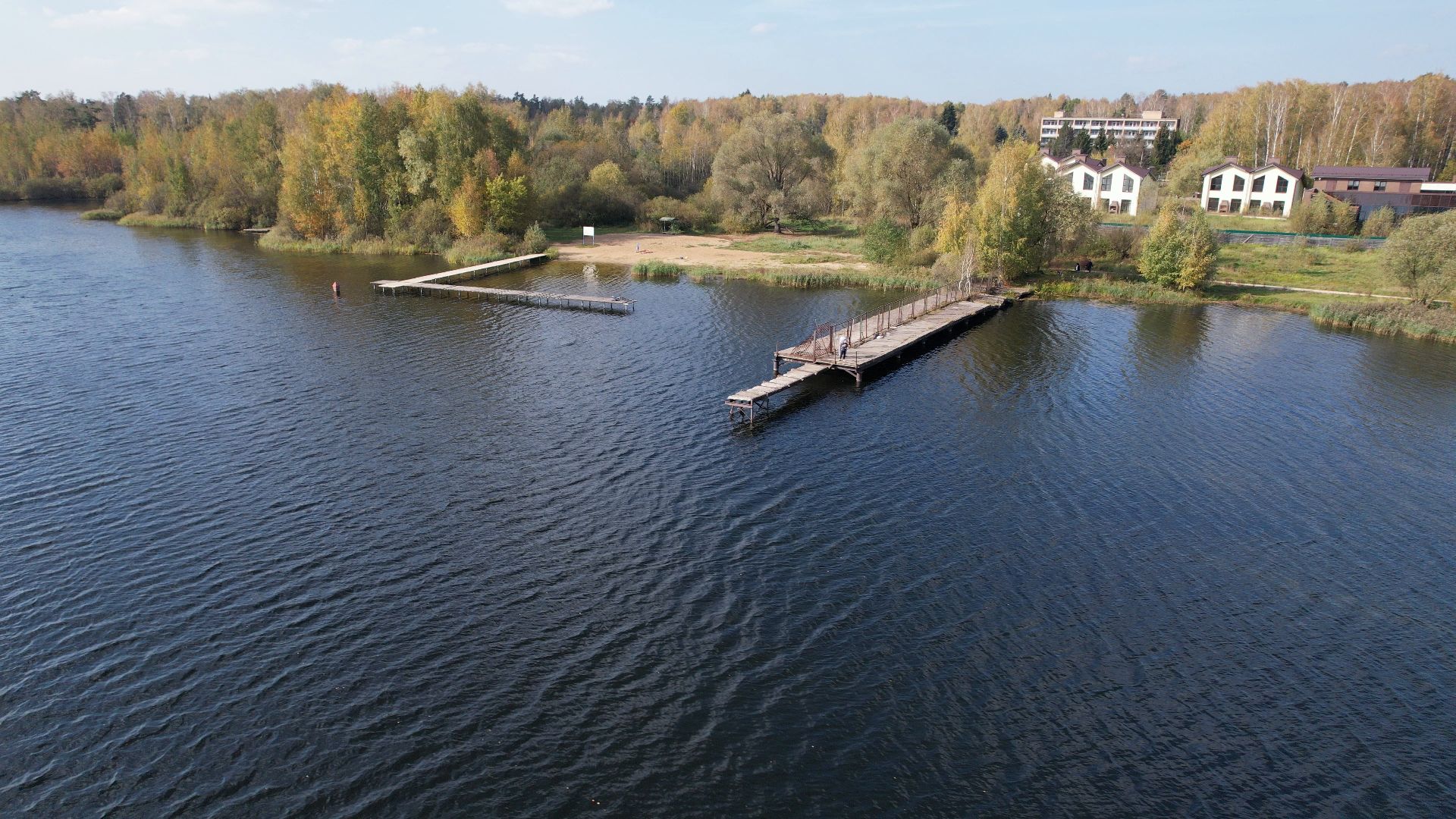 Фрязино, видео с коптера, озеро, пляж,