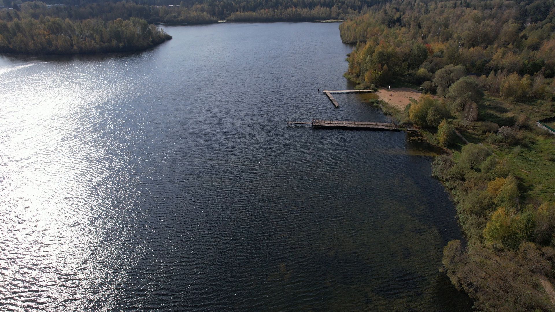 Фрязино, видео с коптера, озеро, пляж,