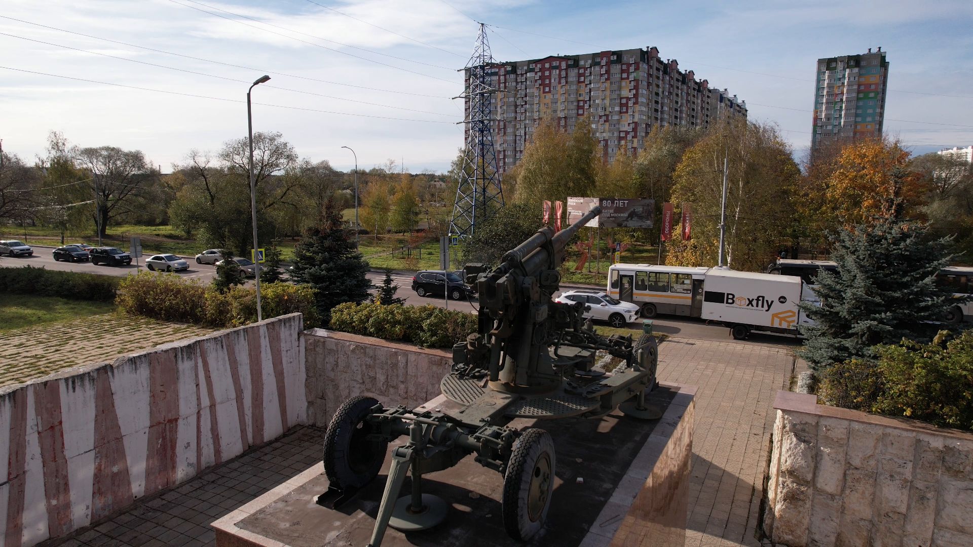 видео с коптера, Лобня, вов, памятник,
