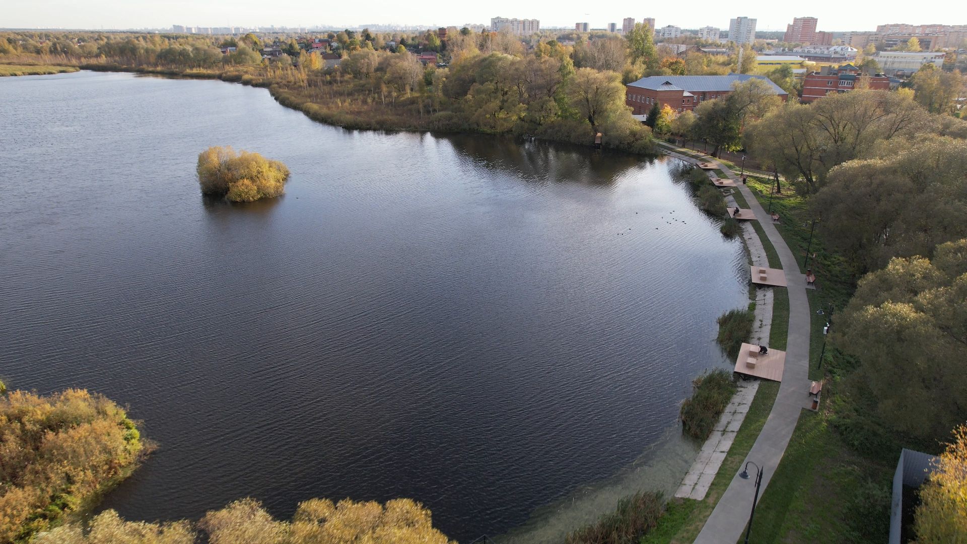 Лобня, Киово, видео с коптера, благоустройство, парк,