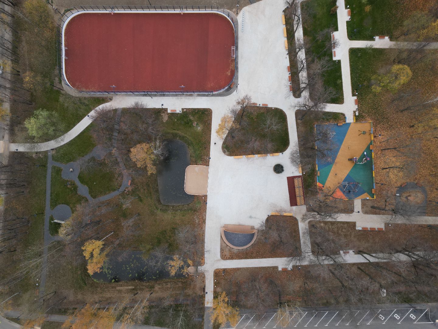 видео с коптера, Лобня, парк, благоустройство,