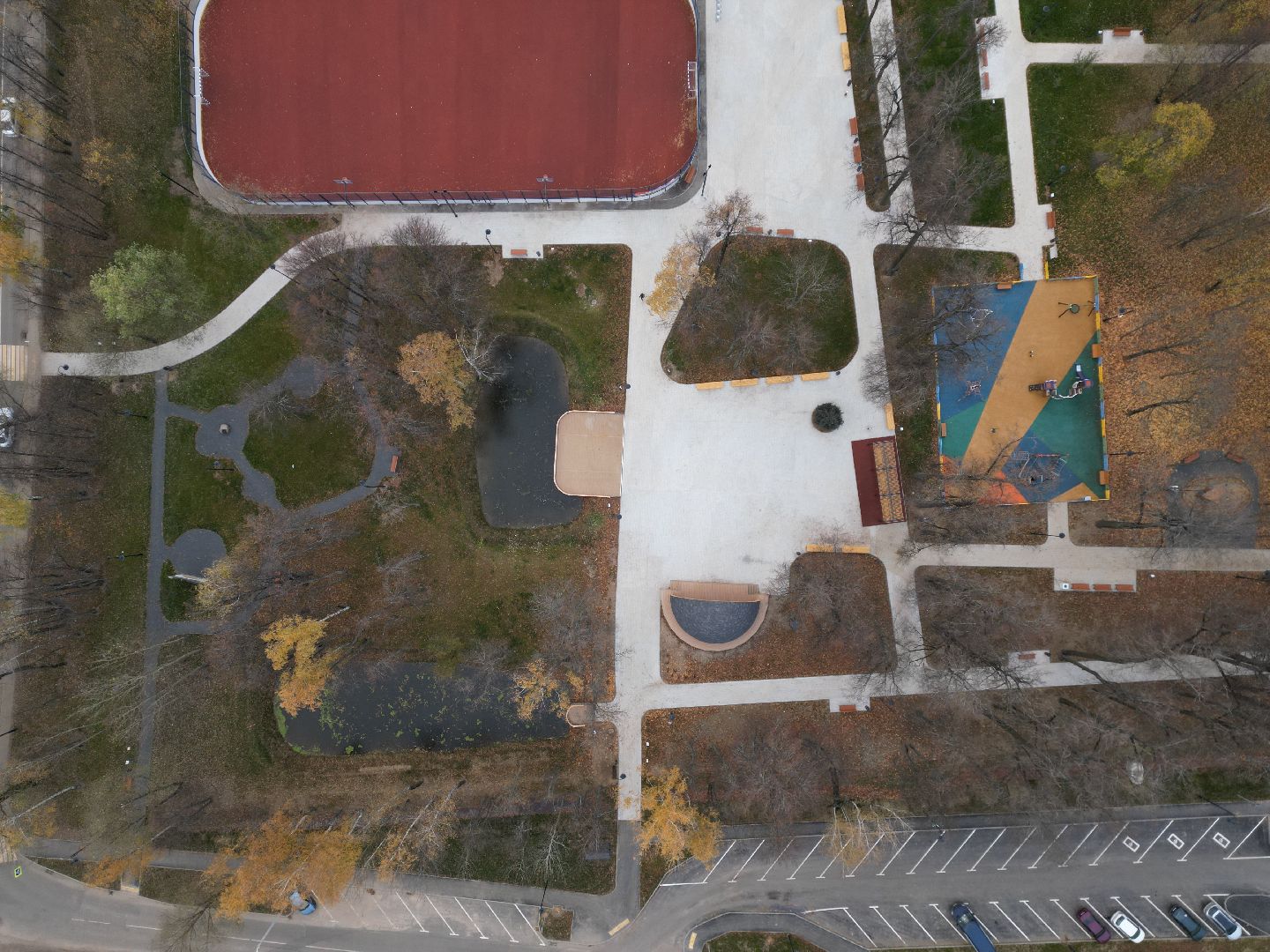 видео с коптера, Лобня, парк, благоустройство,