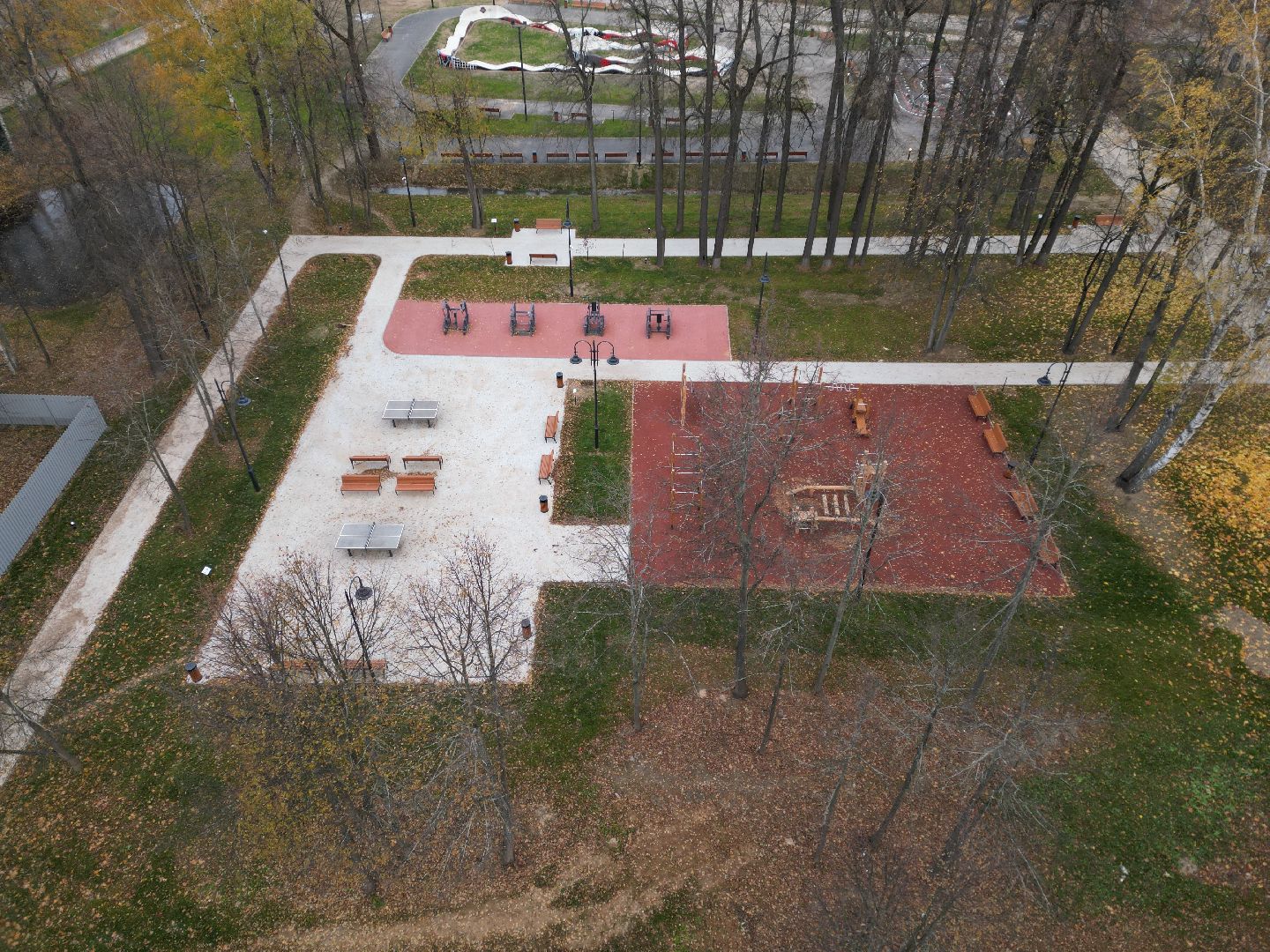 видео с коптера, Лобня, парк, благоустройство,