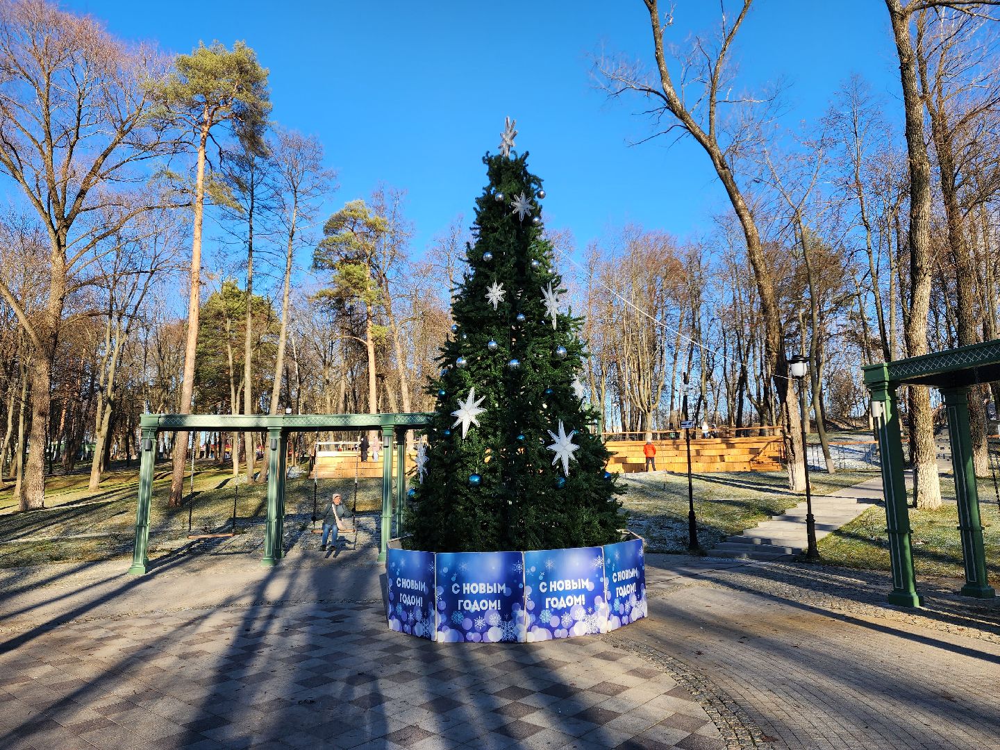 раменское, благоустройство, новогодняя ель в Раменском городском парке,