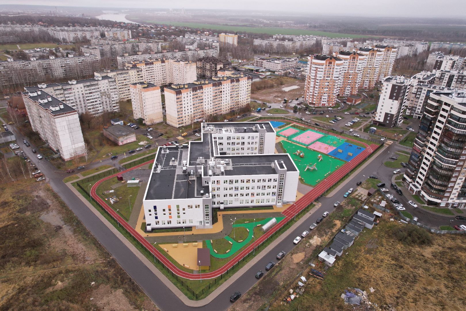 видео с коптера, школа, коломна,