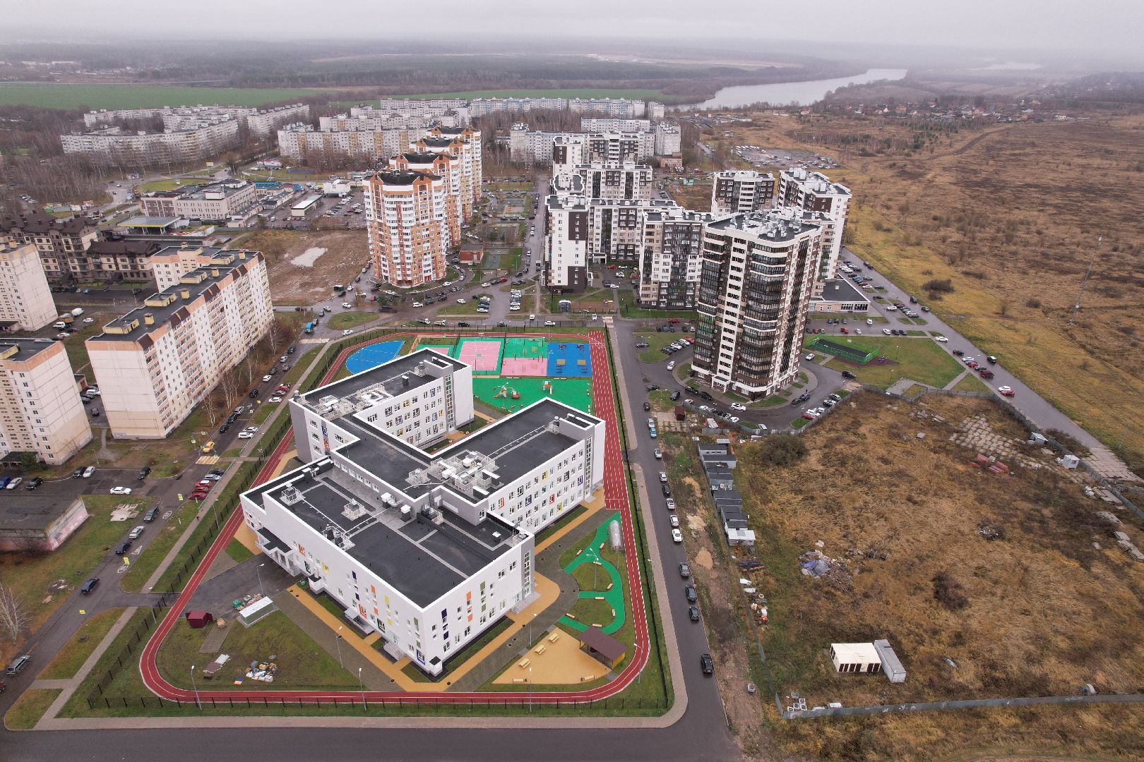 видео с коптера, школа, коломна,