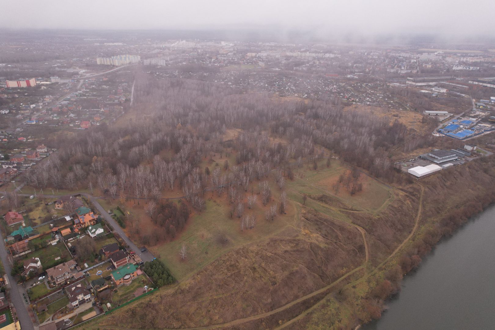 видео с коптера, коломна, парк,