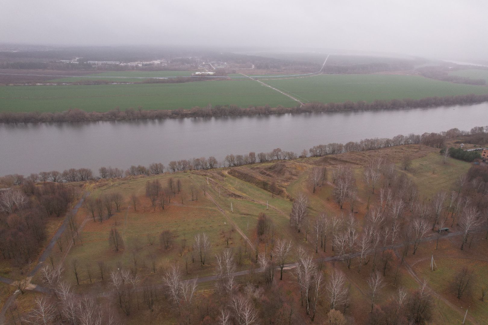 видео с коптера, коломна, парк,