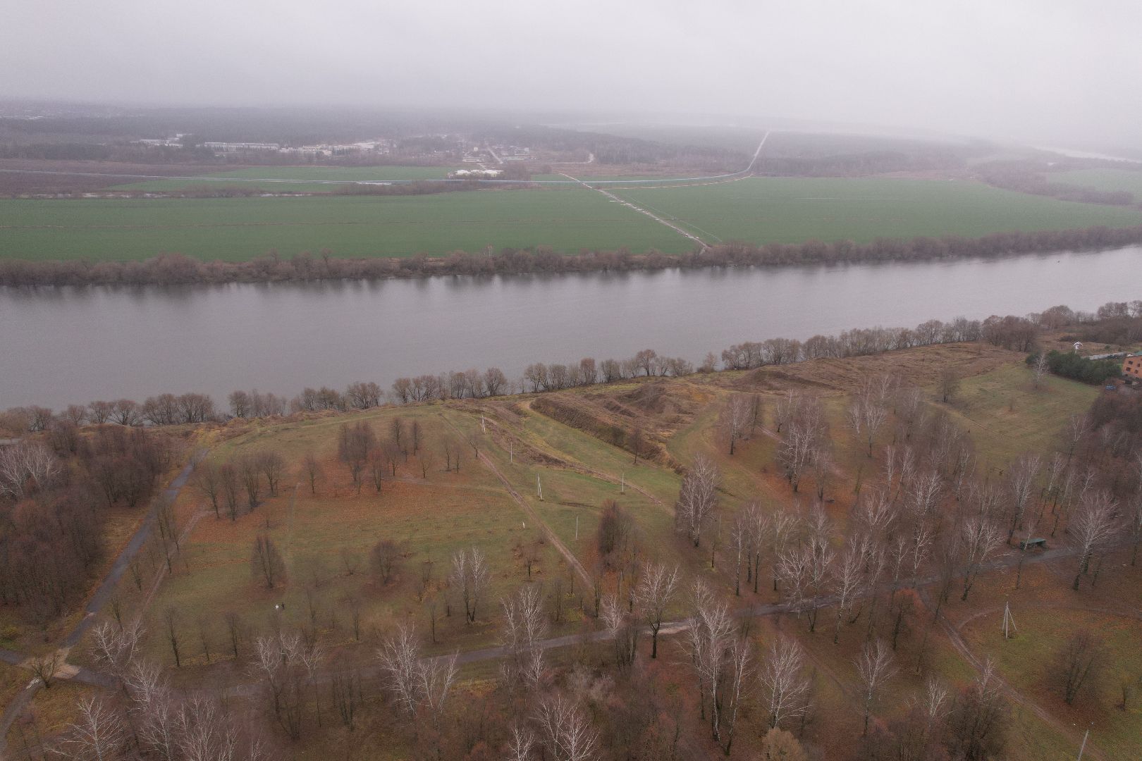 видео с коптера, коломна, парк,