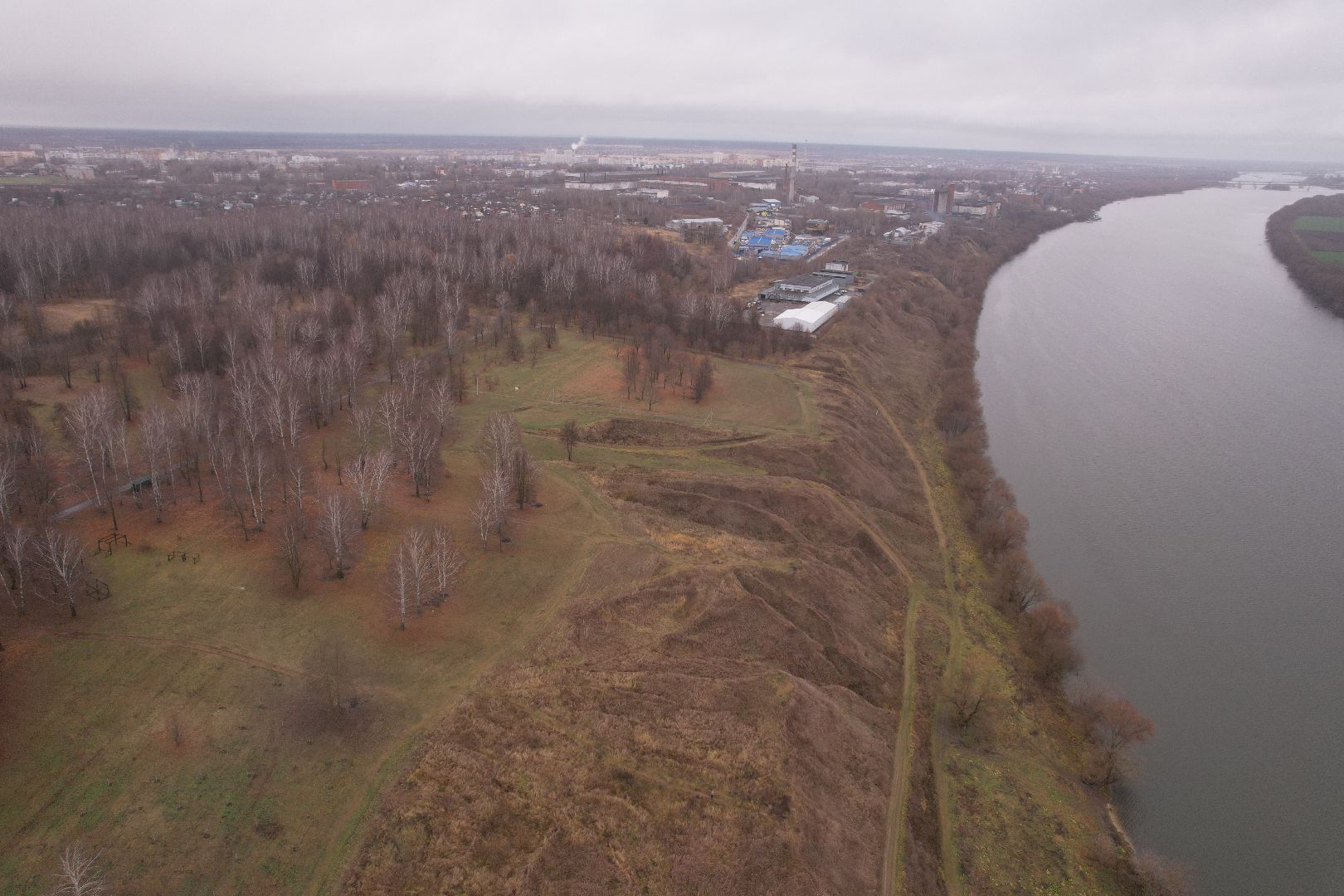 видео с коптера, коломна, парк,