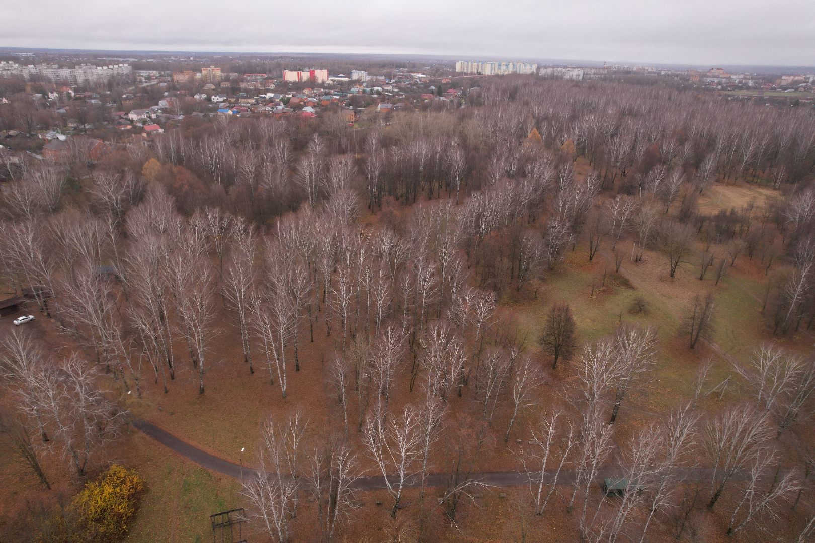 видео с коптера, коломна, парк,