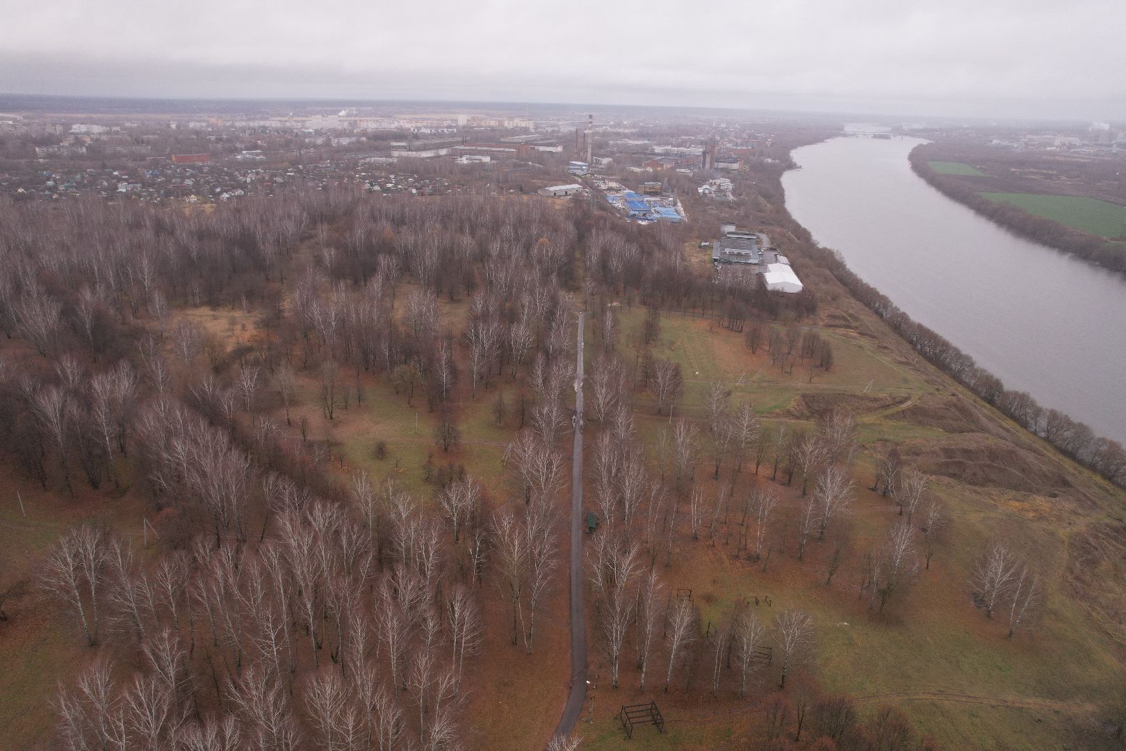 видео с коптера, коломна, парк,