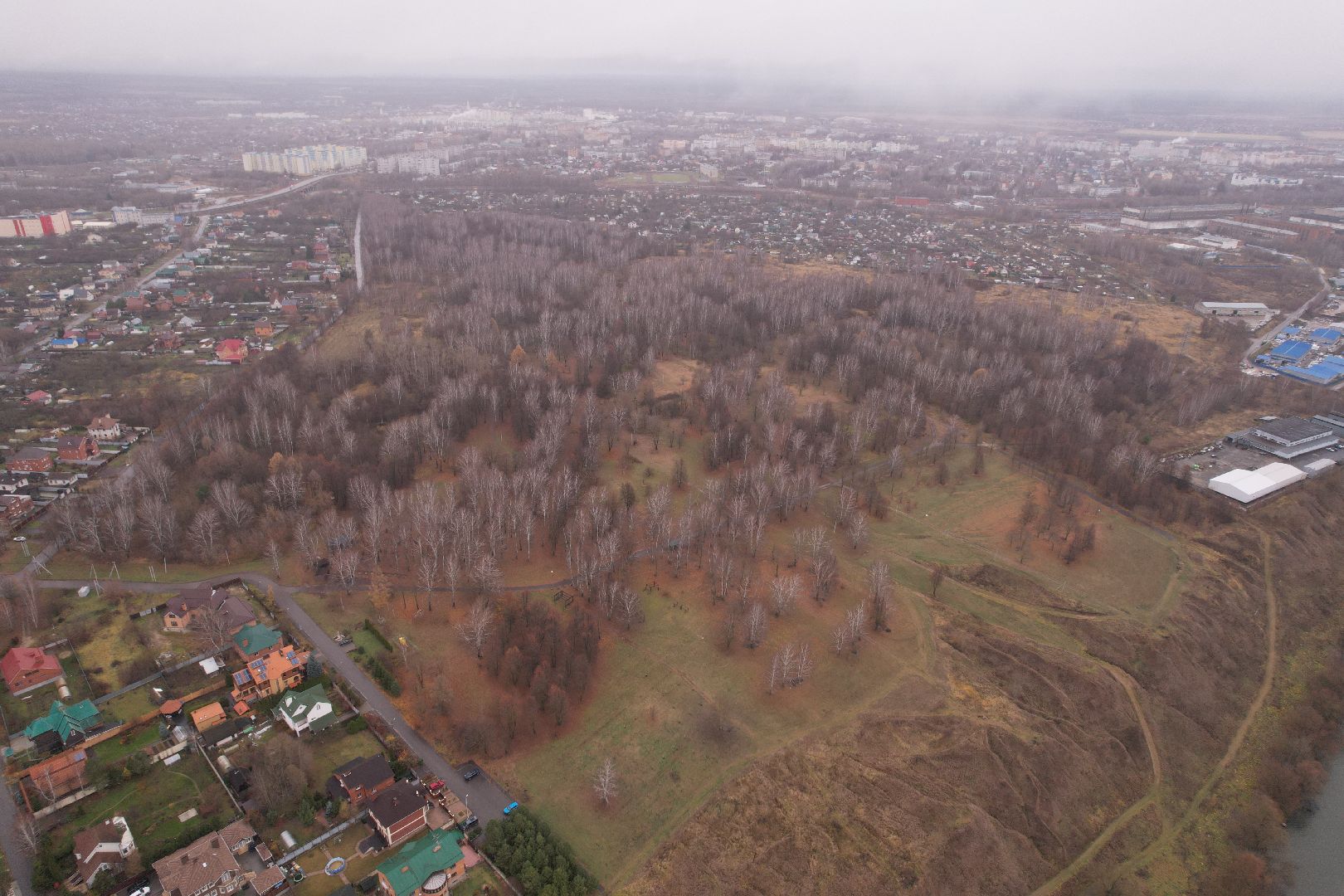 видео с коптера, коломна, парк,