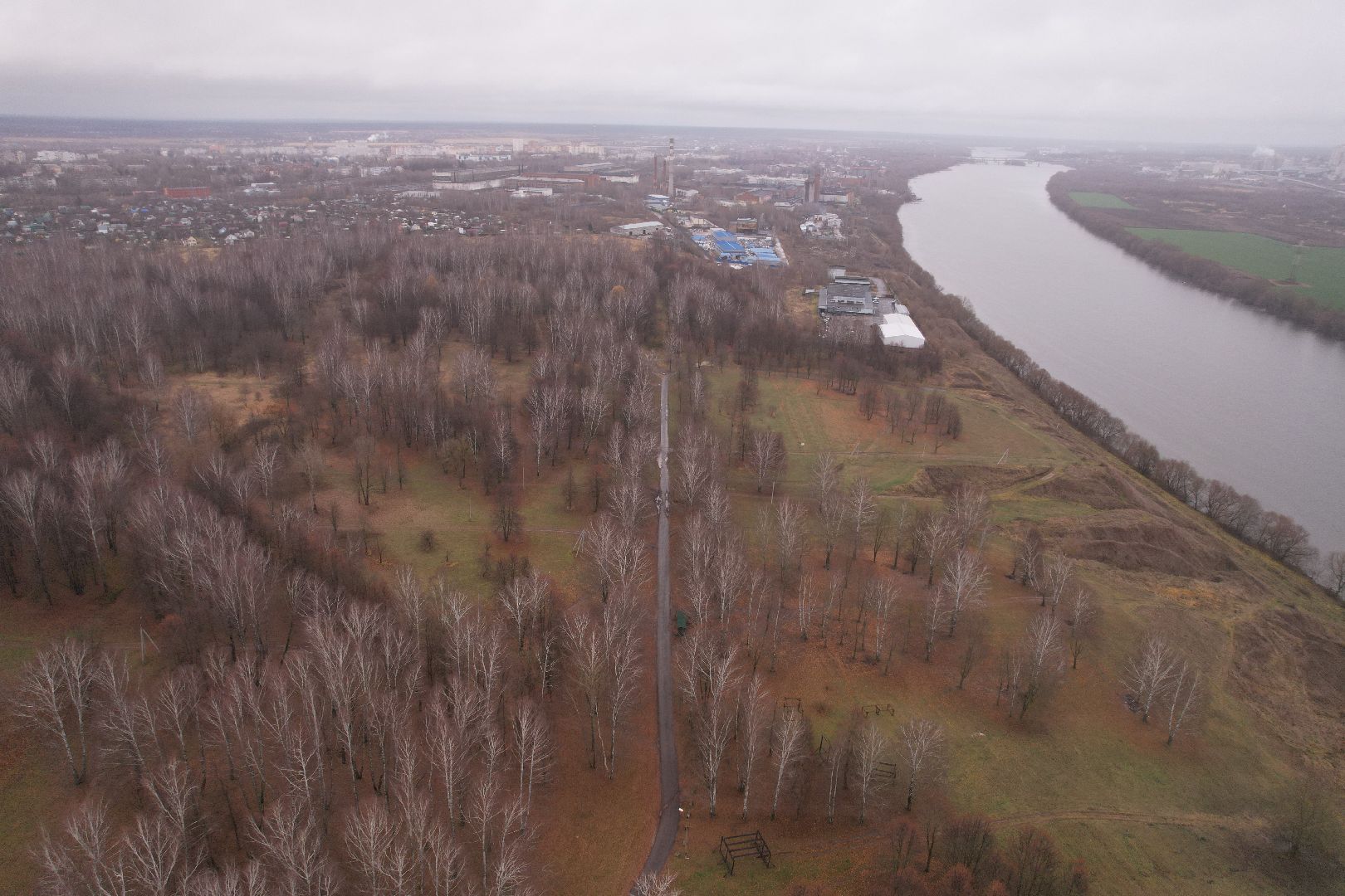 видео с коптера, коломна, парк,