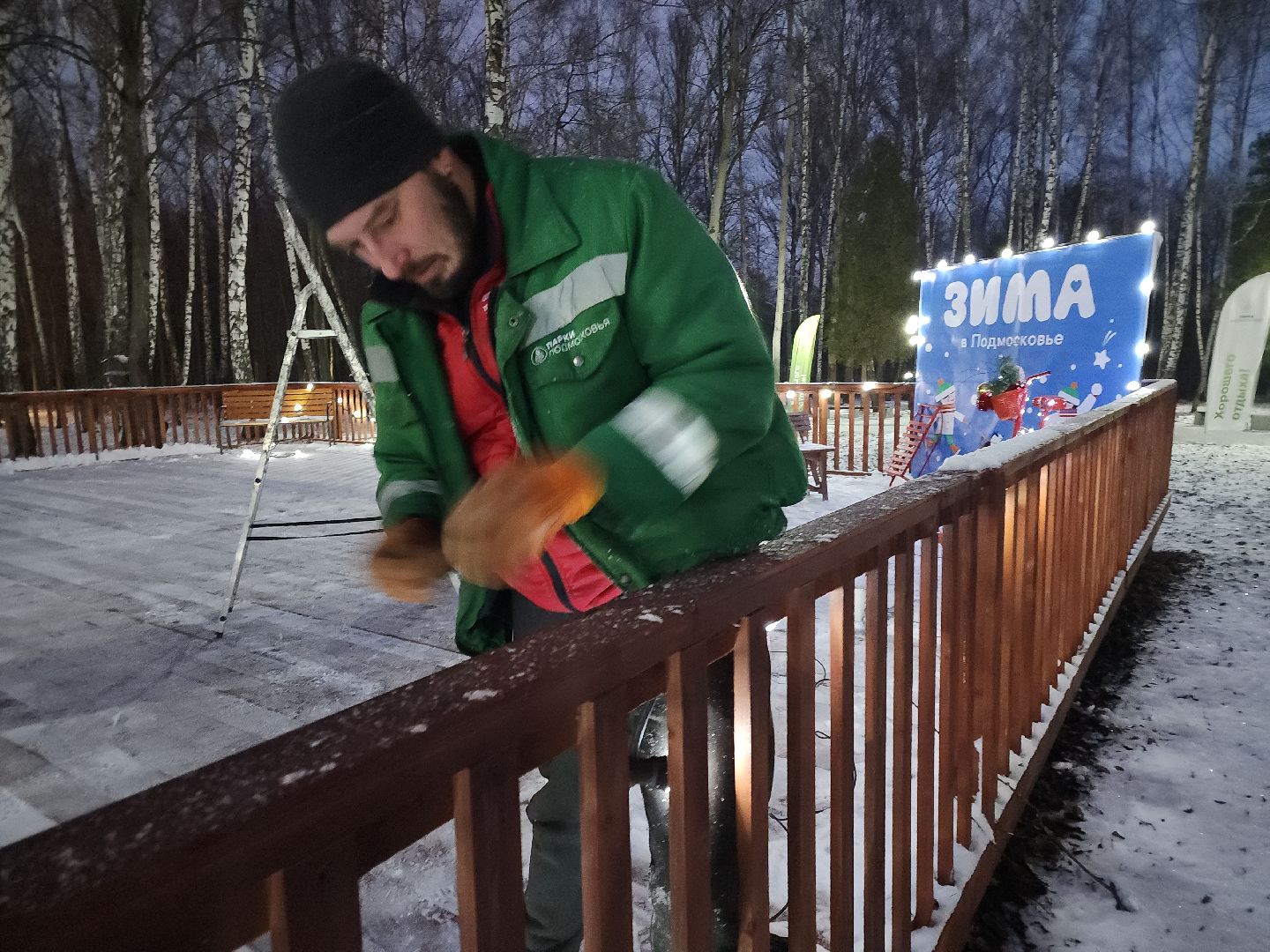 кашира, городской парк, ожерелье, дубовая роща, зимней сезон, подготовка, благоустройство, гирлянды, новый год, дед мороз,