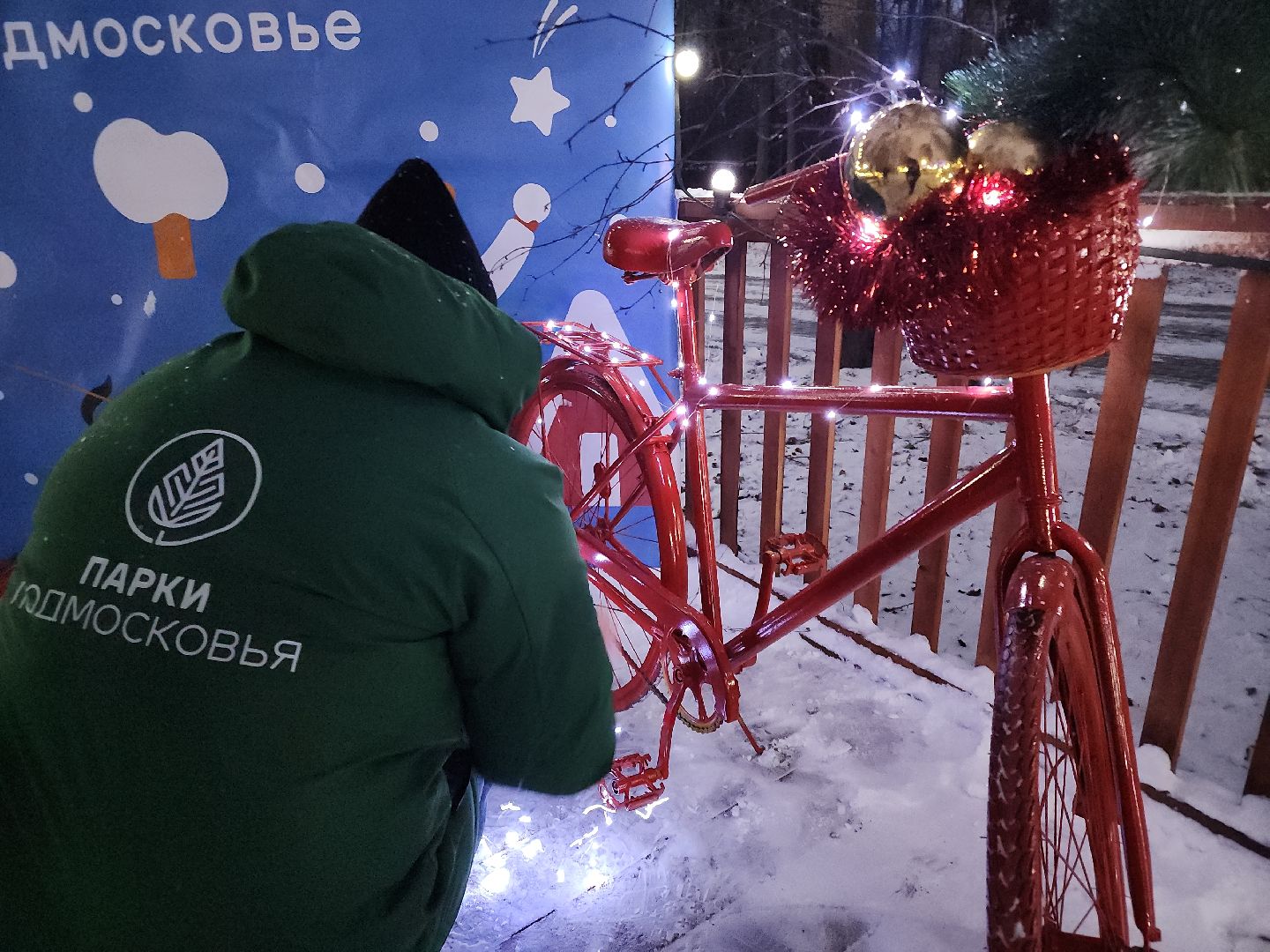 кашира, городской парк, ожерелье, дубовая роща, зимней сезон, подготовка, благоустройство, гирлянды, новый год, дед мороз,