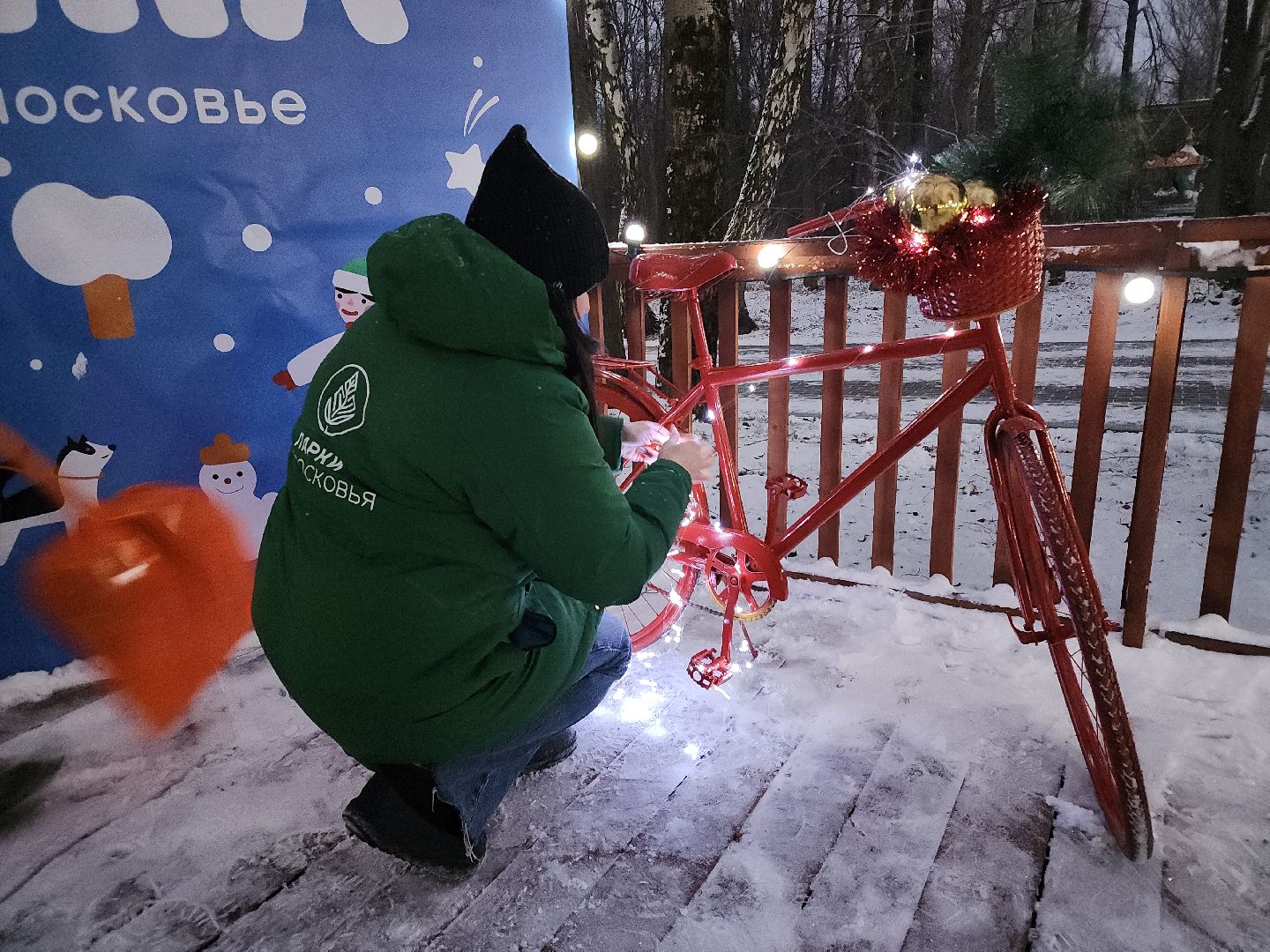 кашира, городской парк, ожерелье, дубовая роща, зимней сезон, подготовка, благоустройство, гирлянды, новый год, дед мороз,