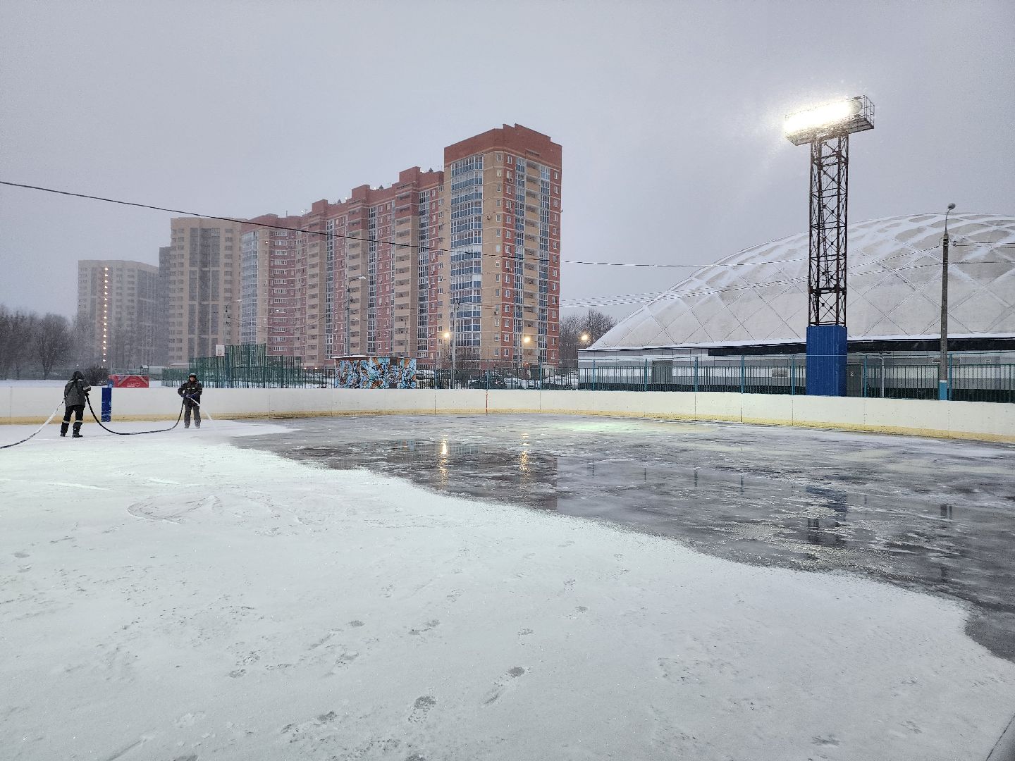 каток, зима в подмосковье, щёлково, подготовка к зиме,