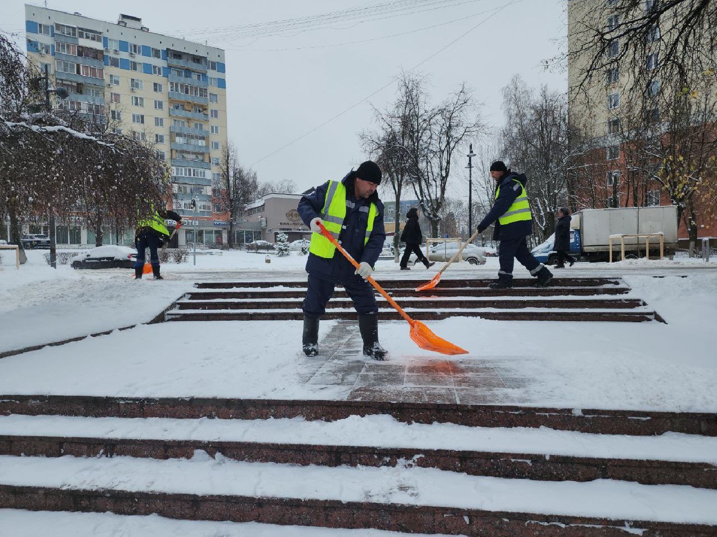 снегопад, коммунальные службы, механизация, уборка дорог, уборка снега,