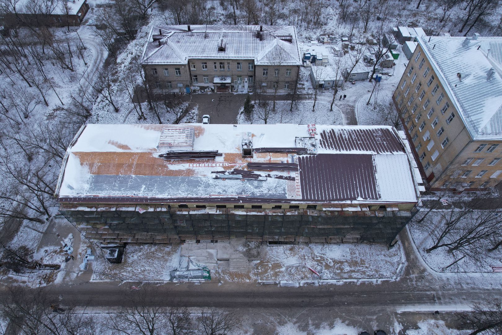 видео с коптера, поликлиника, дзержинский,