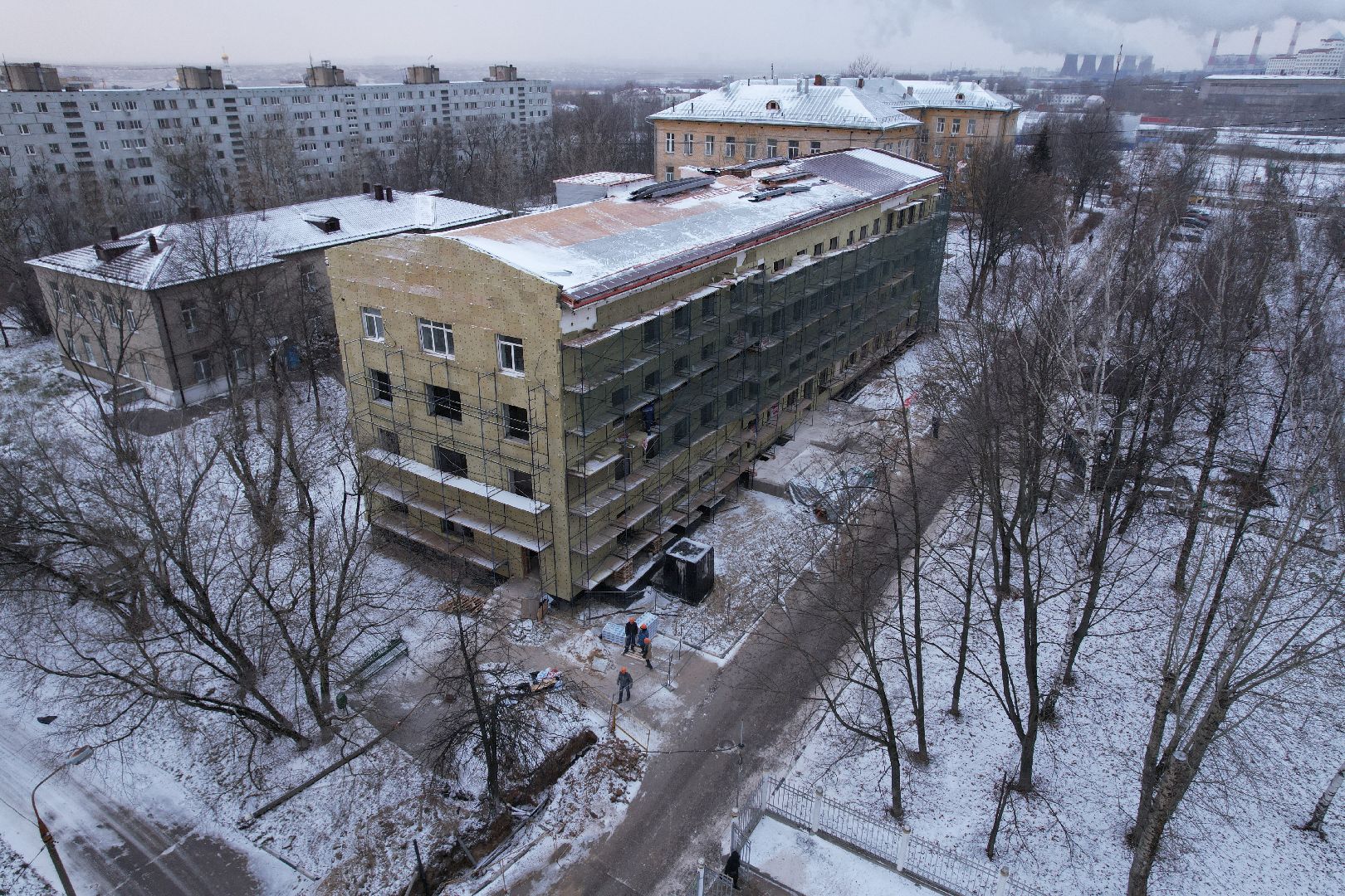 видео с коптера, поликлиника, дзержинский,