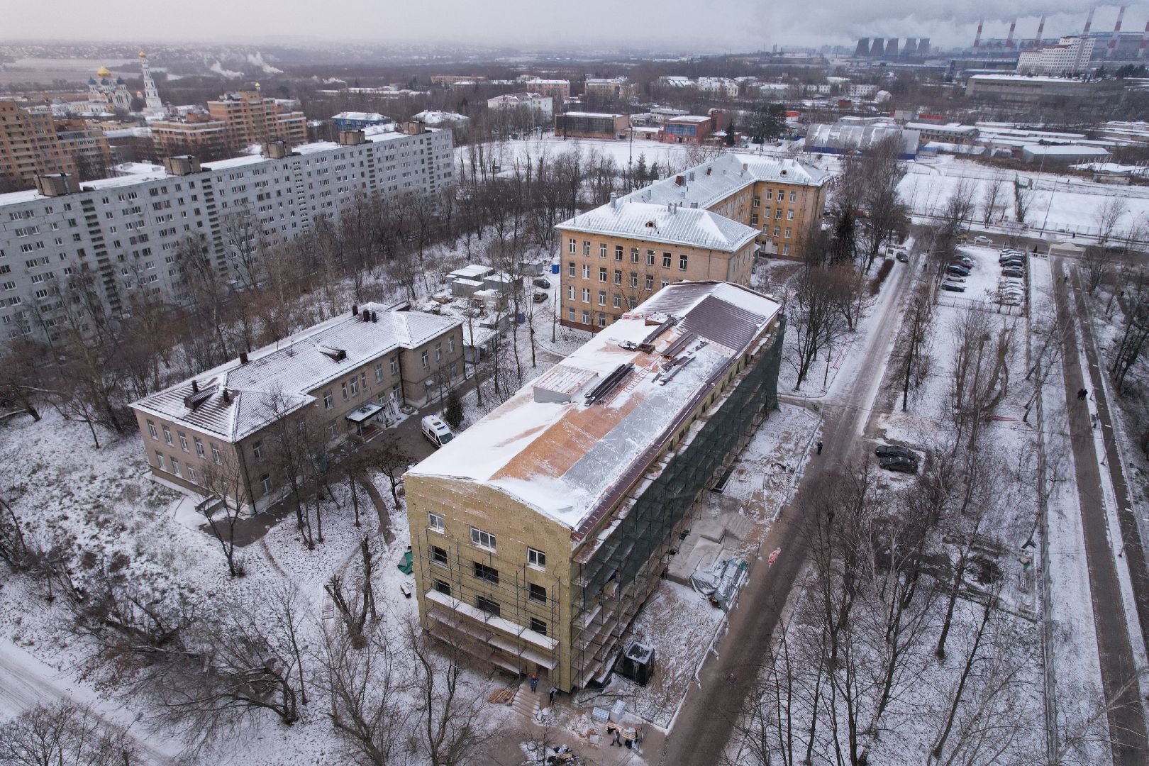 видео с коптера, поликлиника, дзержинский,